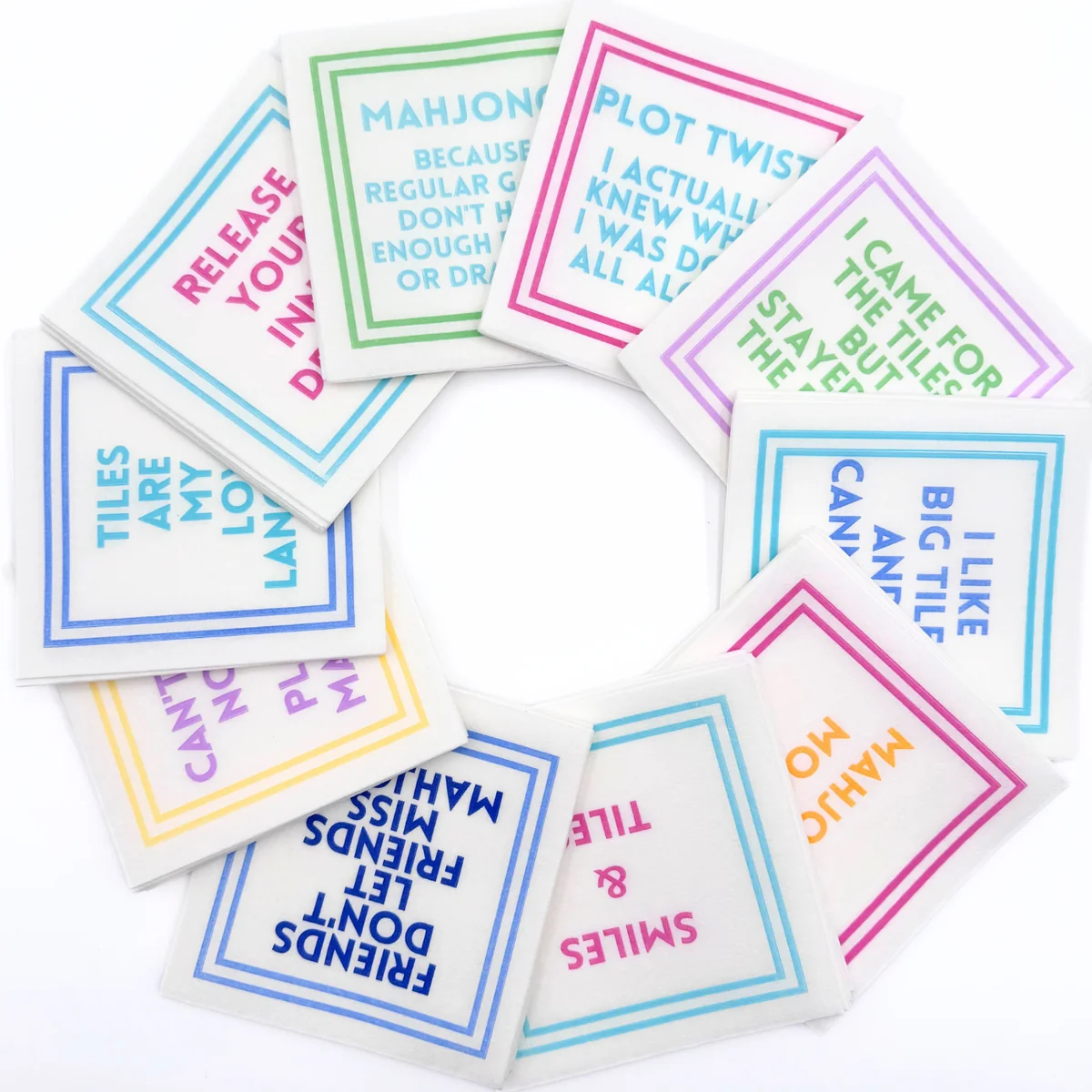 MAHJONG NAPKINS | 5'' x 5'' Luxury, Linen-Feel, Eco-Friendly