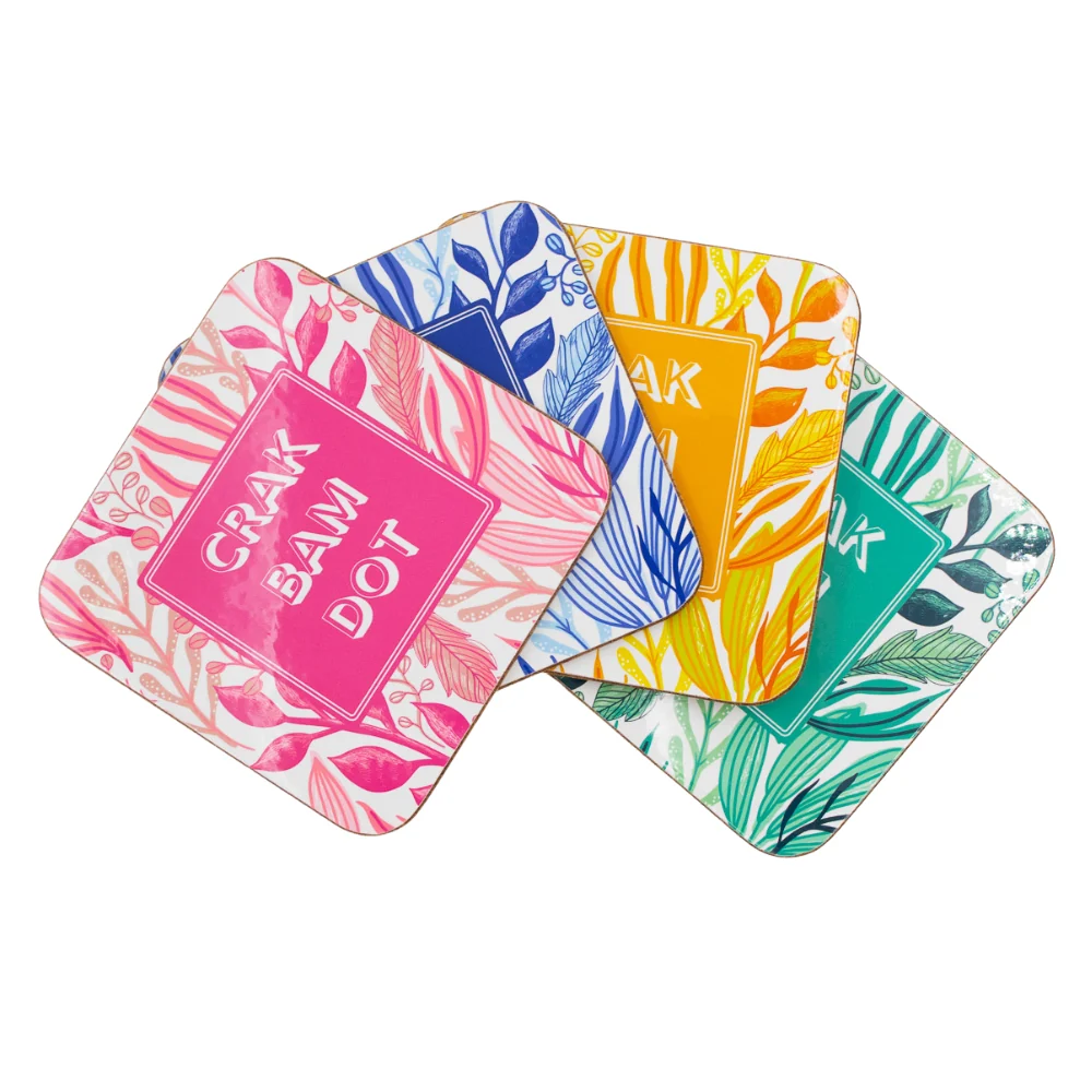 Mahjong Coasters, Set of 4 | Gift or Prize | Green, Pink, Blue, Yellow