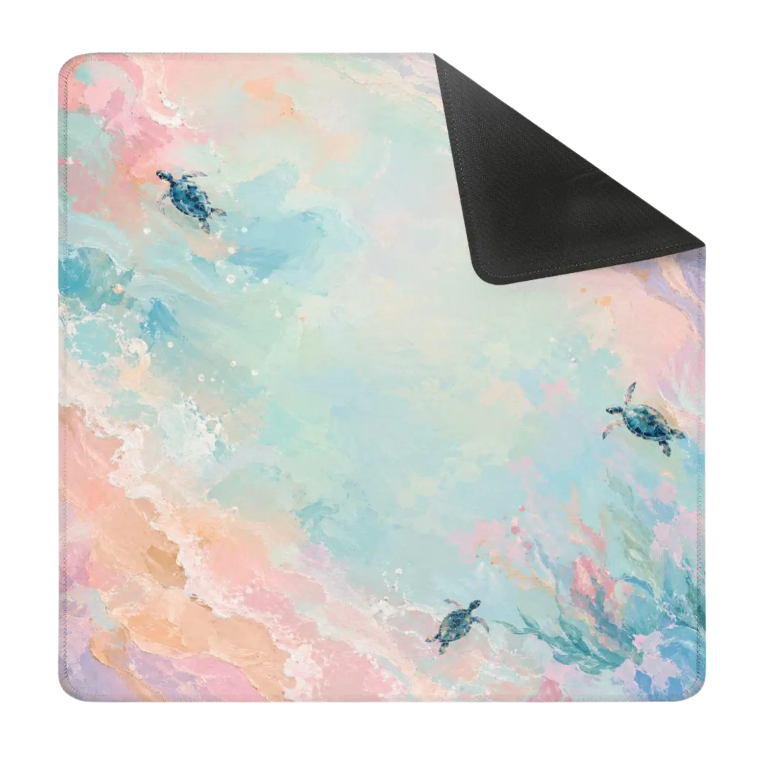 Mahjong Mat 31.5"x31.5" (Ship Rolled up) - Serene Pastel Turtles in the Sea