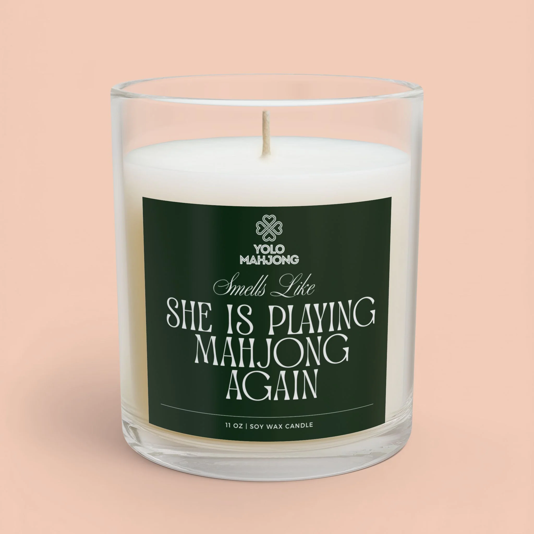 "She Is Playing Mahjong Again" Scented Candle for Mahjong Lovers - 11oz Glass Candle