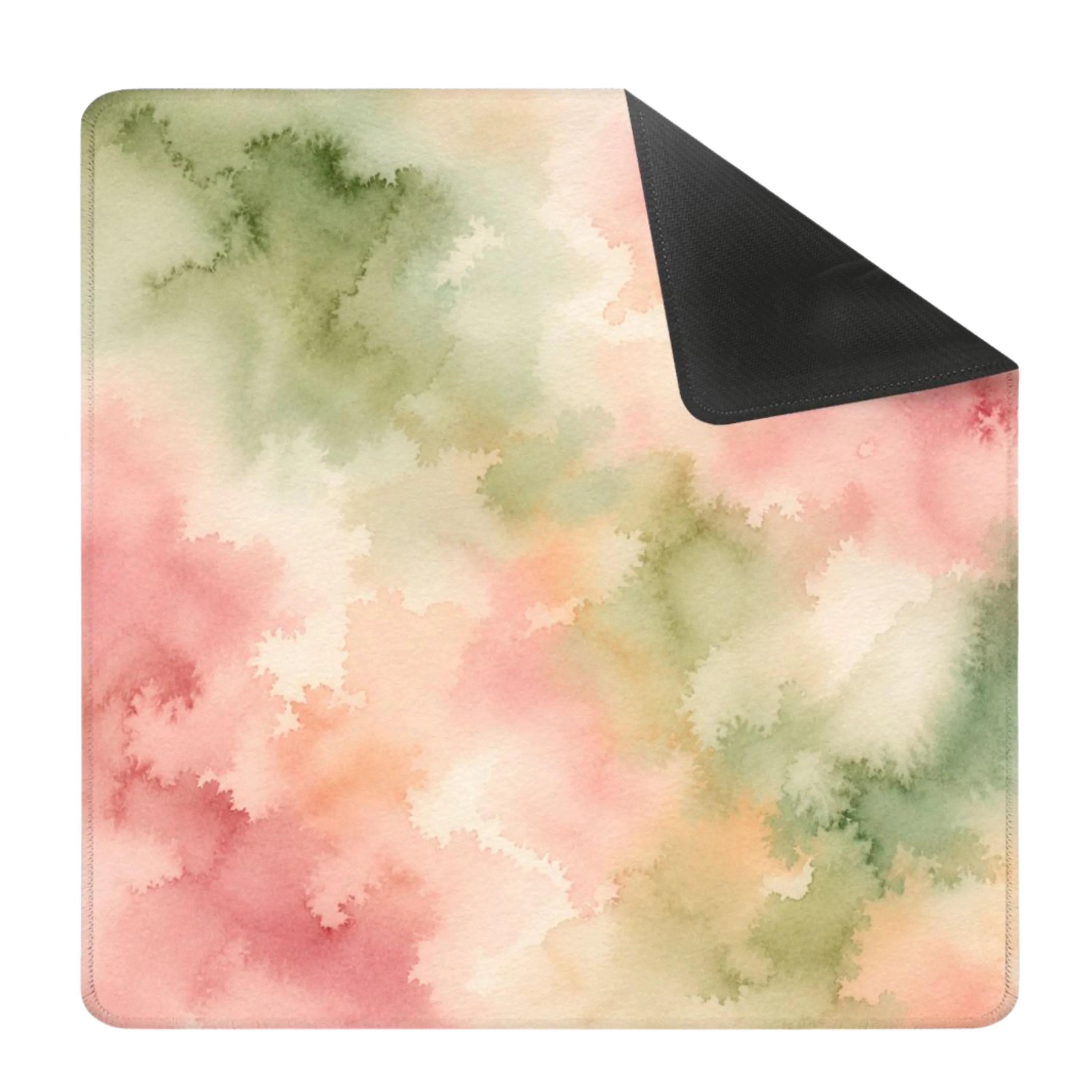 Mahjong Mat 31.5"x31.5" (Ship Rolled up) - Sage Pink Watercolor Square Mahjong Mat