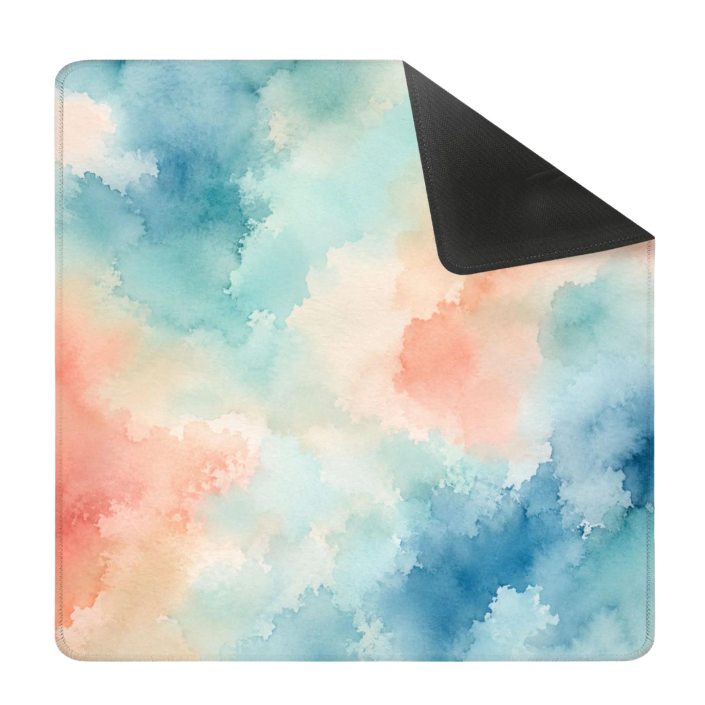 Mahjong Mat 31.5"x31.5" (Ship Rolled up) - Blue Coral Watercolor Square Mahjong Mat