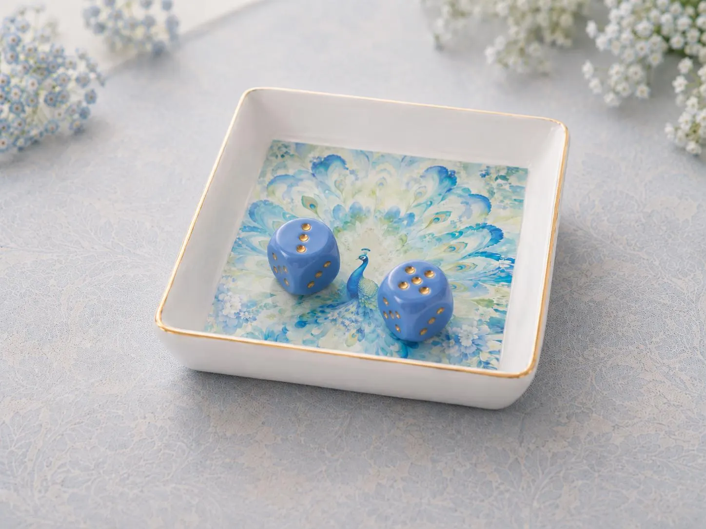 Peacock Mahjong Dice Tray