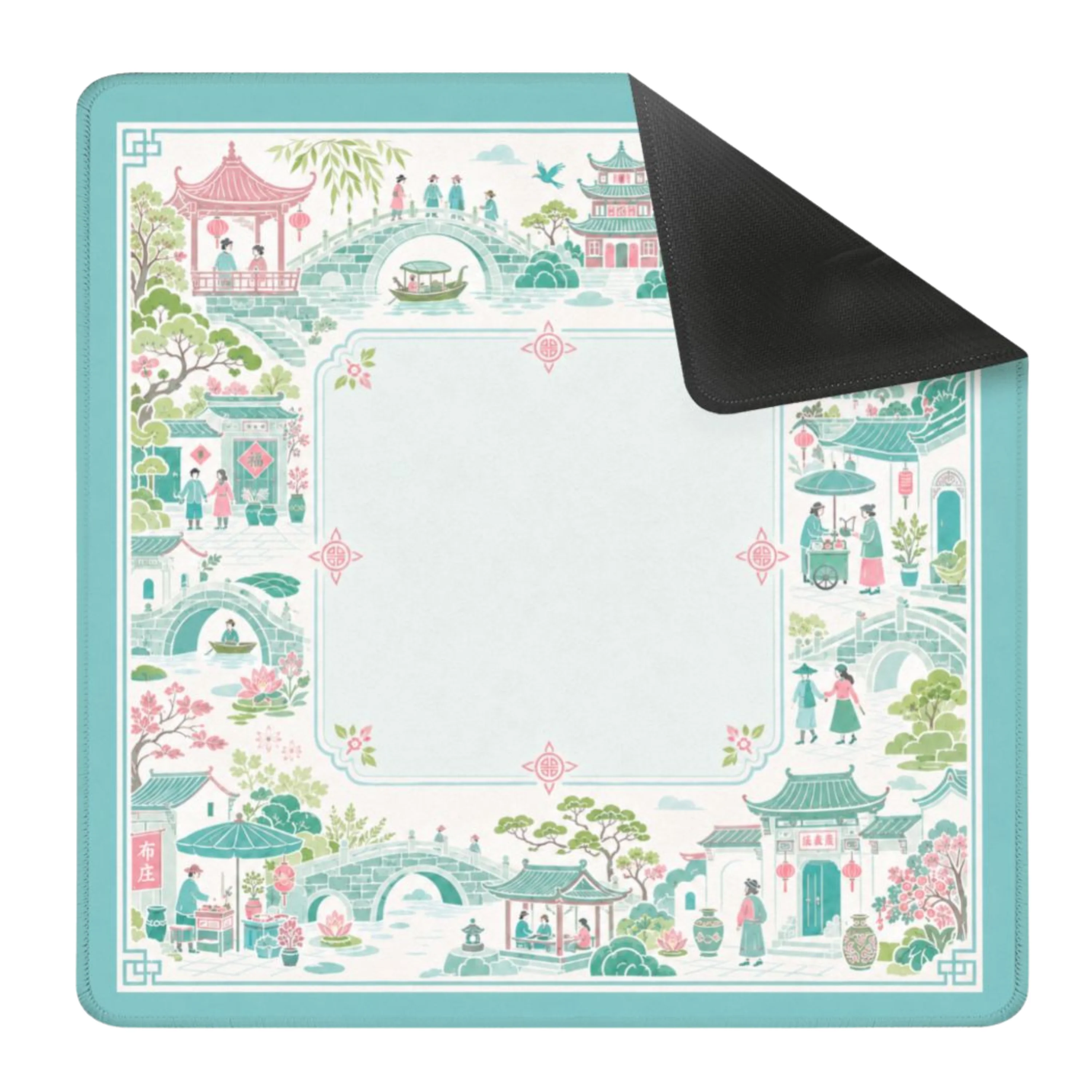 Mahjong Mat 31.5"x31.5" (Ship Rolled up) - Pastel Chinese Garden Mahjong Mat