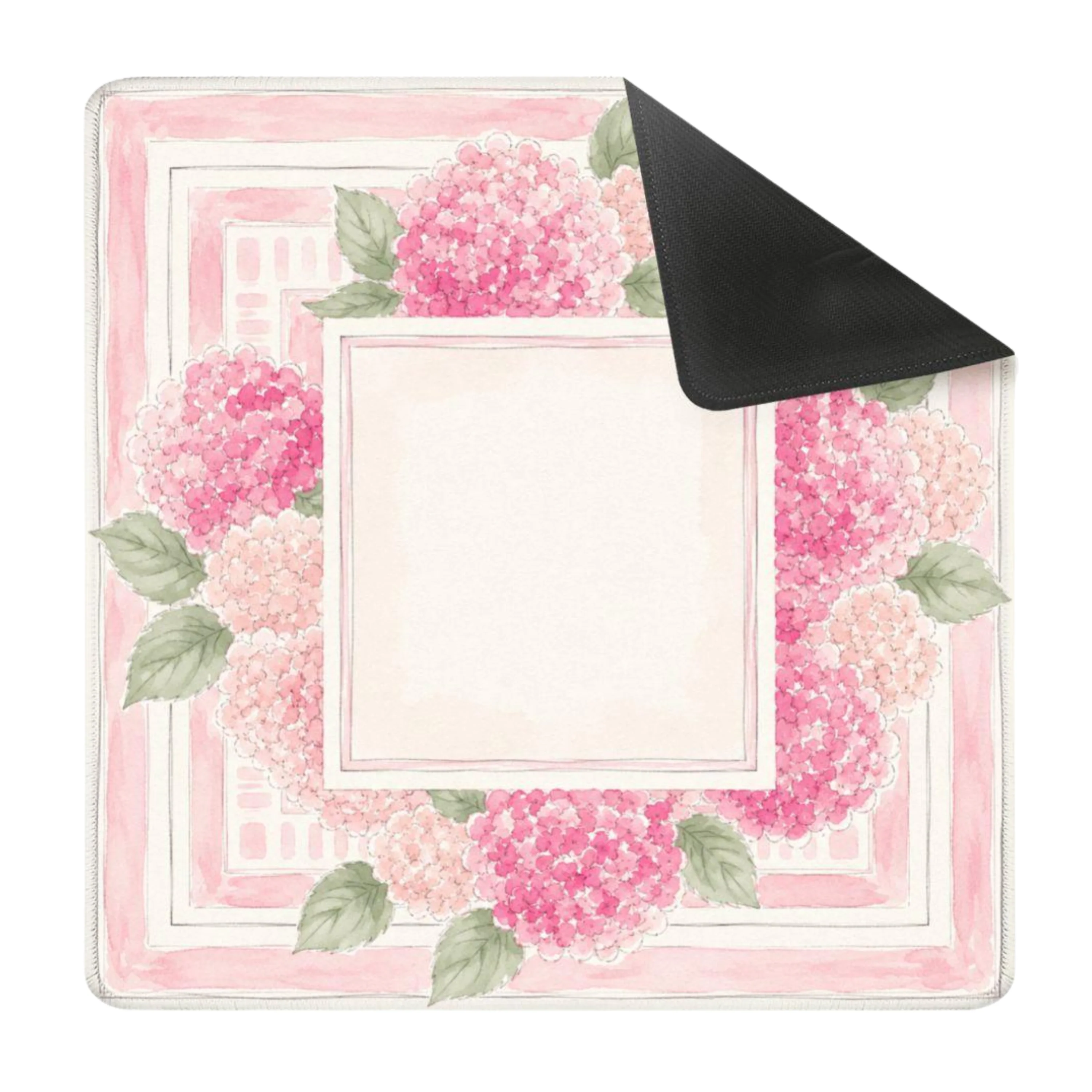 Mahjong Mat 31.5"x31.5" (Ship Rolled up) - Pink Hydrangea Mahjong Mat with Garden Floral Design