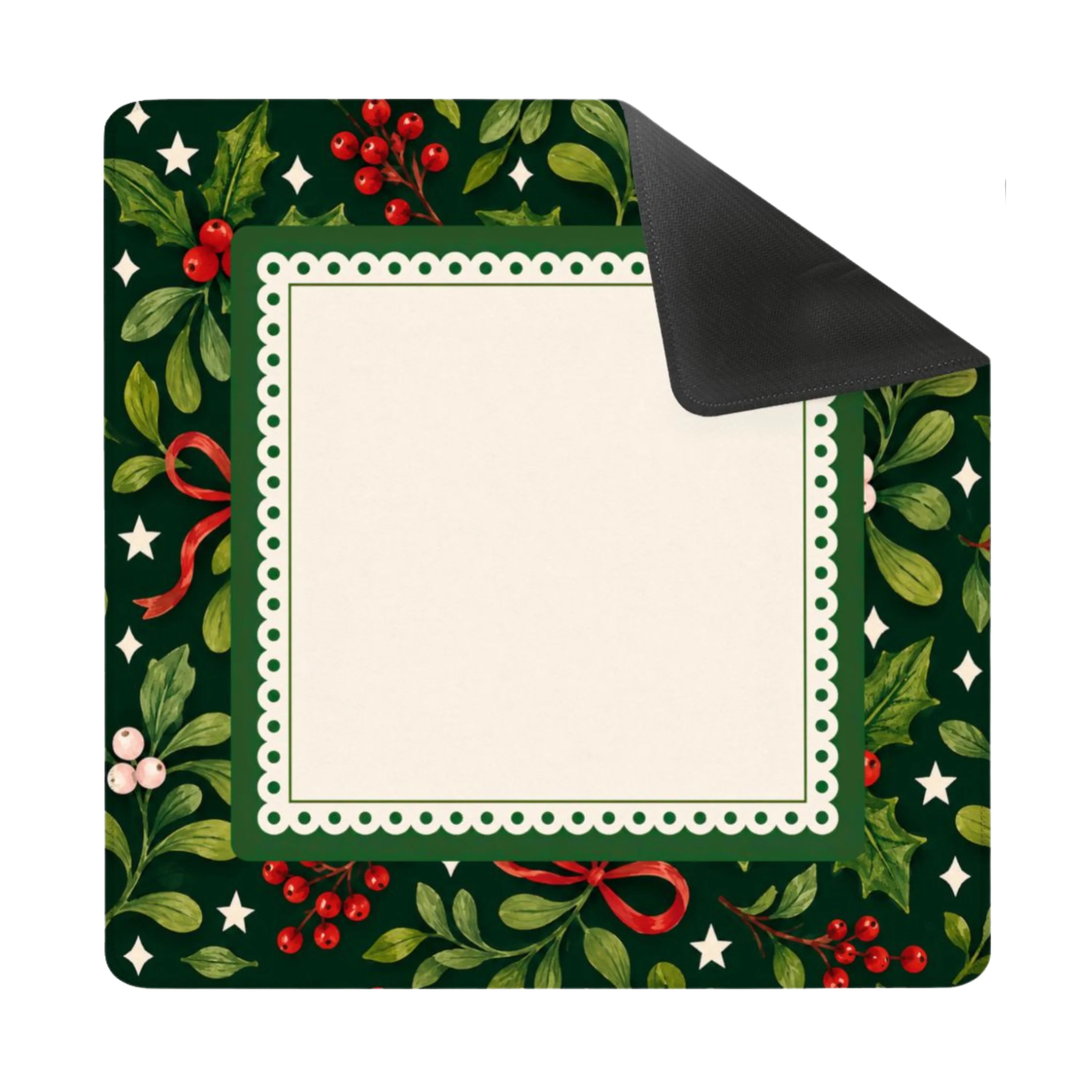 Christmas Botanical Bow Mahjong Mat (Ship Rolled up)