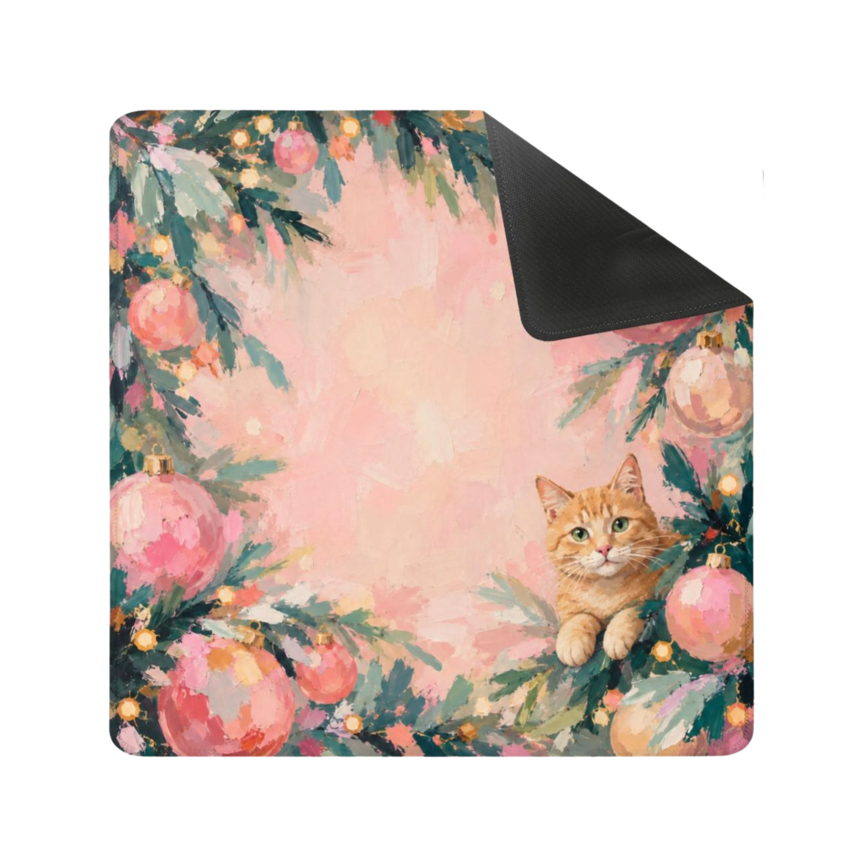 Christmas Cat Square Mahjong Mat (Ship Rolled Up)