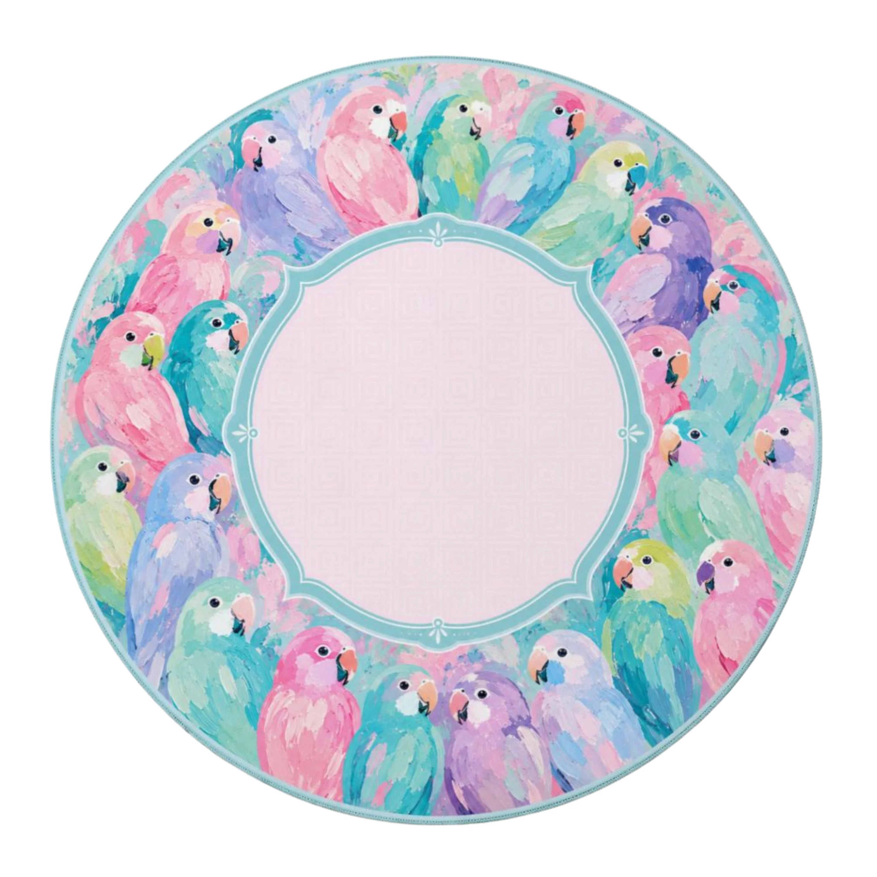 Round Mahjong Mat - Pastel Parrot Round Mahjong Table Mat