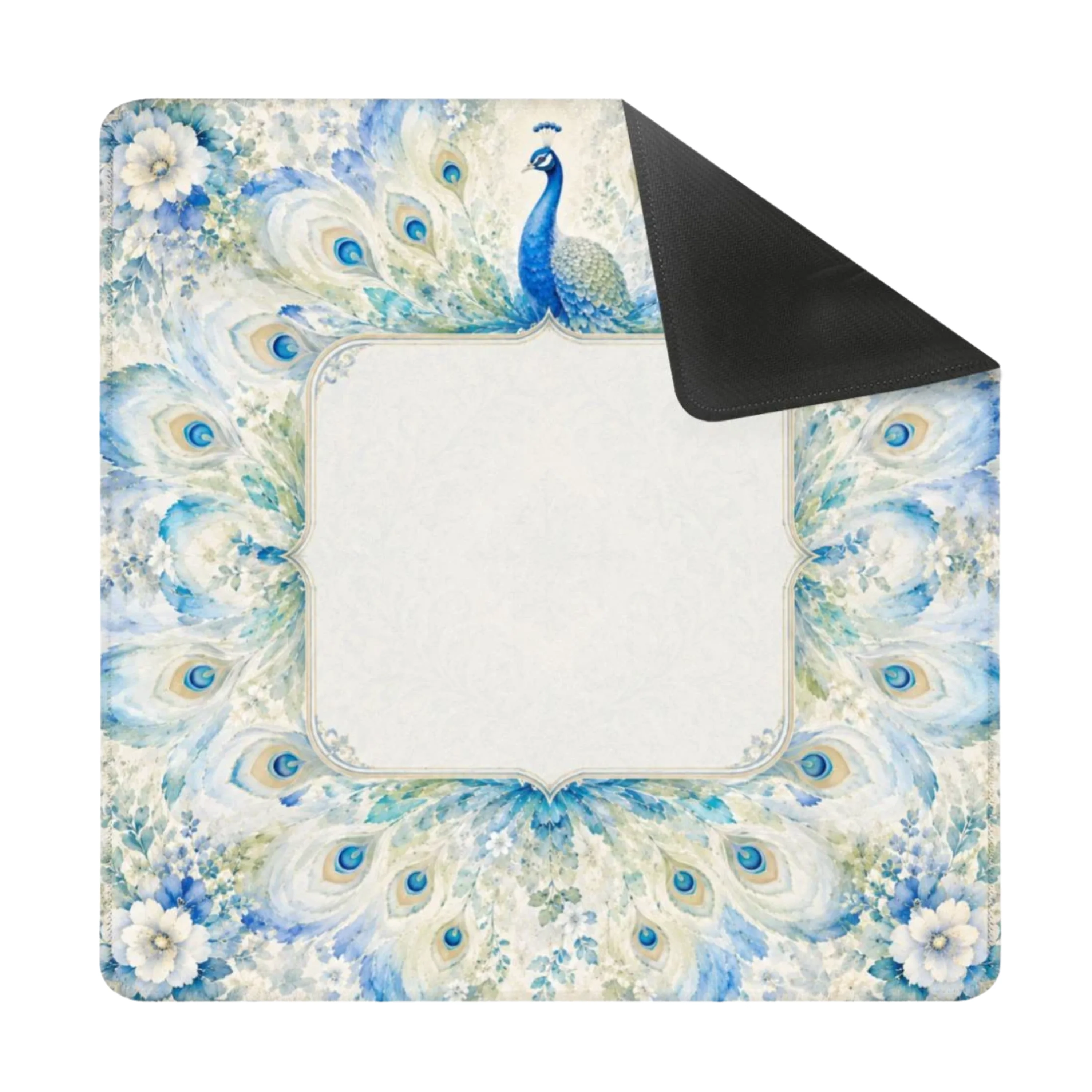 Colorful Watercolor Peacock Mahjong Mat 31.5"x31.5" (Ship Rolled up)