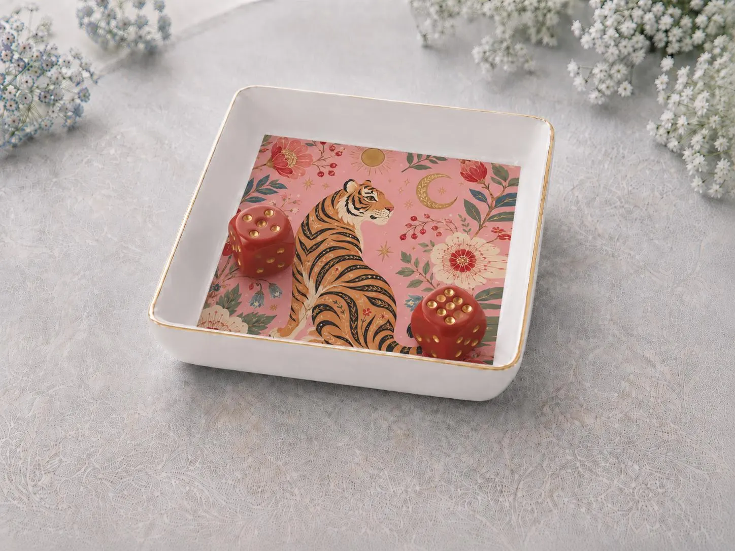 Tiger Mahjong Dice Tray