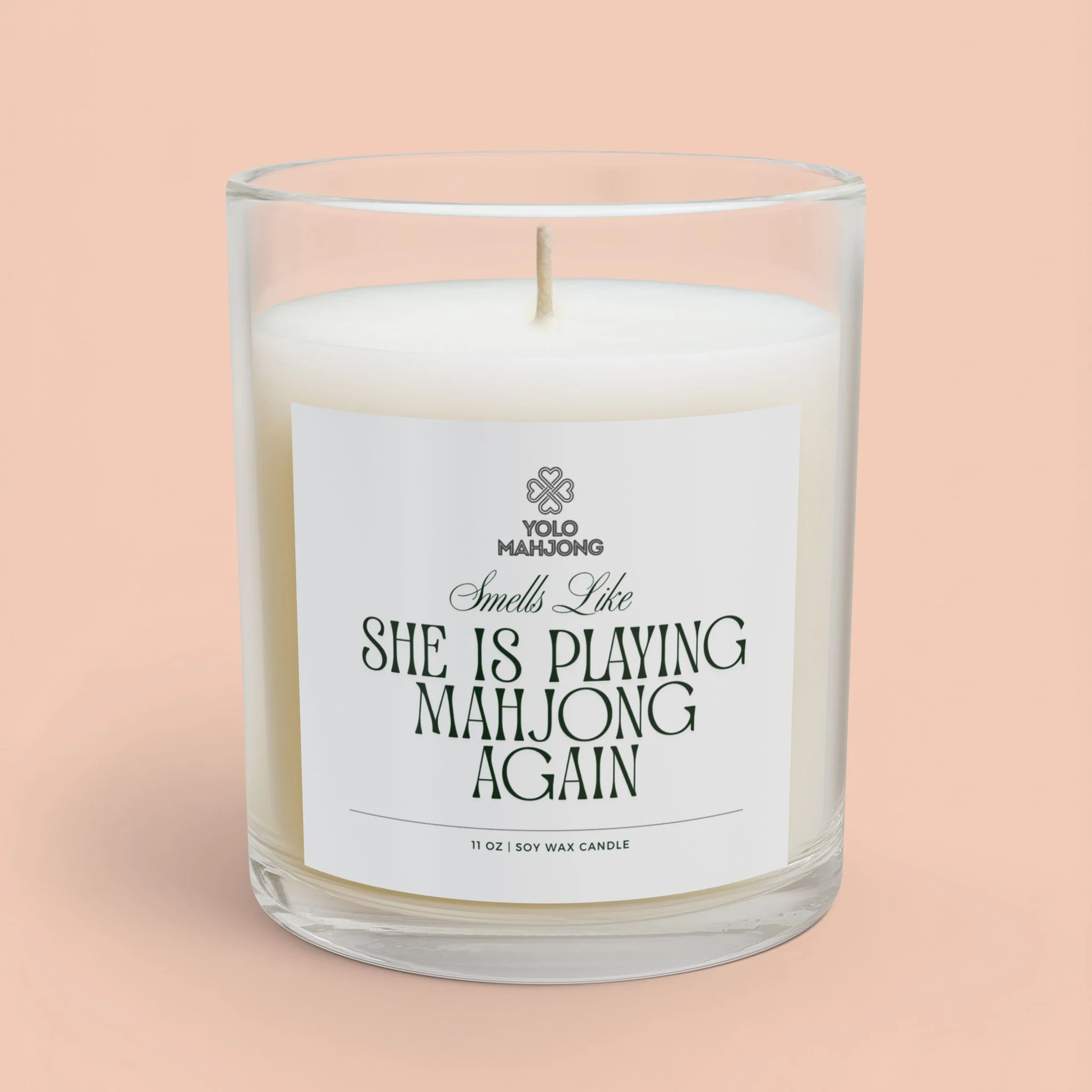 "She Is Playing Mahjong Again" Scented Candle for Mahjong Lovers - 11oz Glass Candle