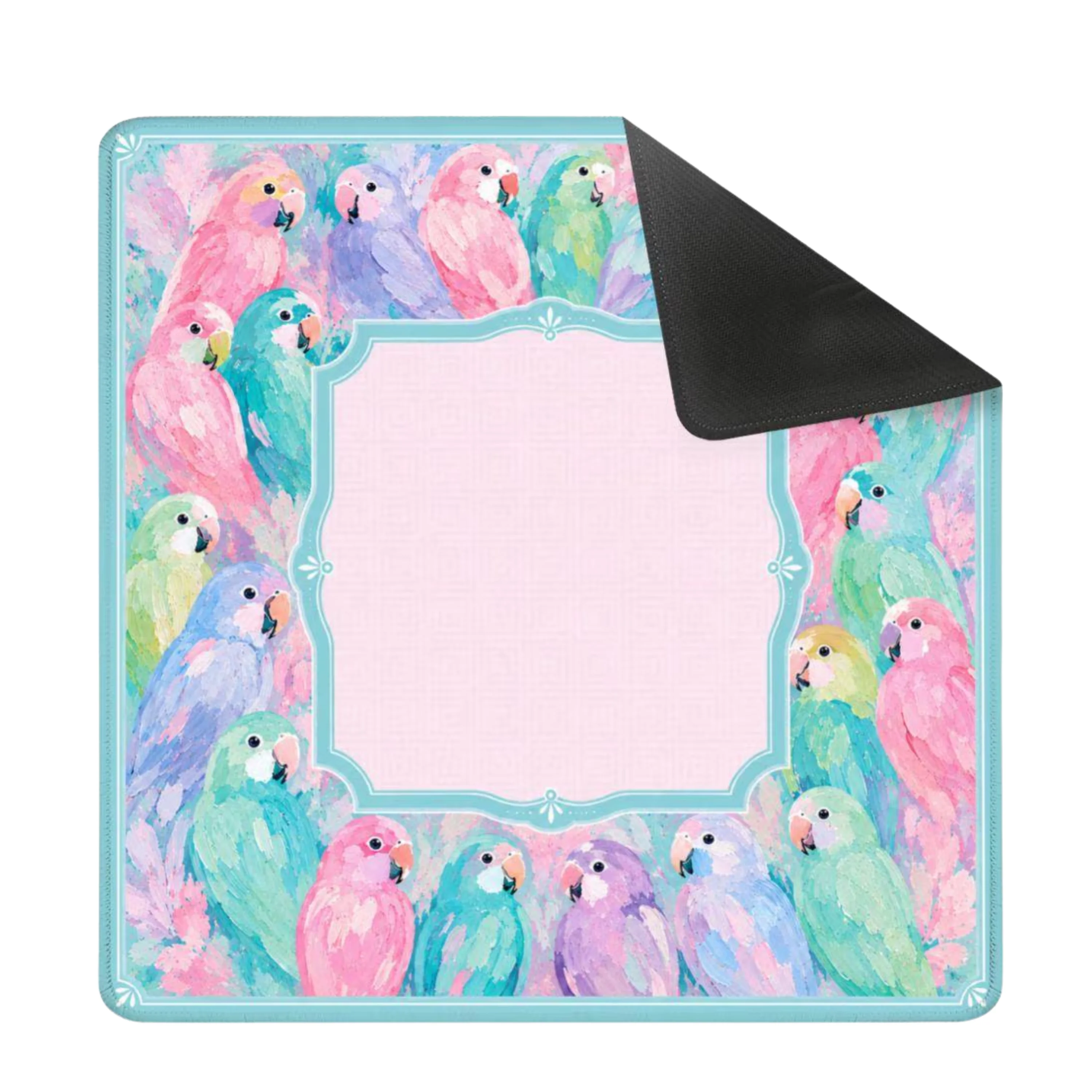 Mahjong Mat 31.5"x31.5" (Ship Rolled up) - Pastel Parrot Square Mahjong Mat