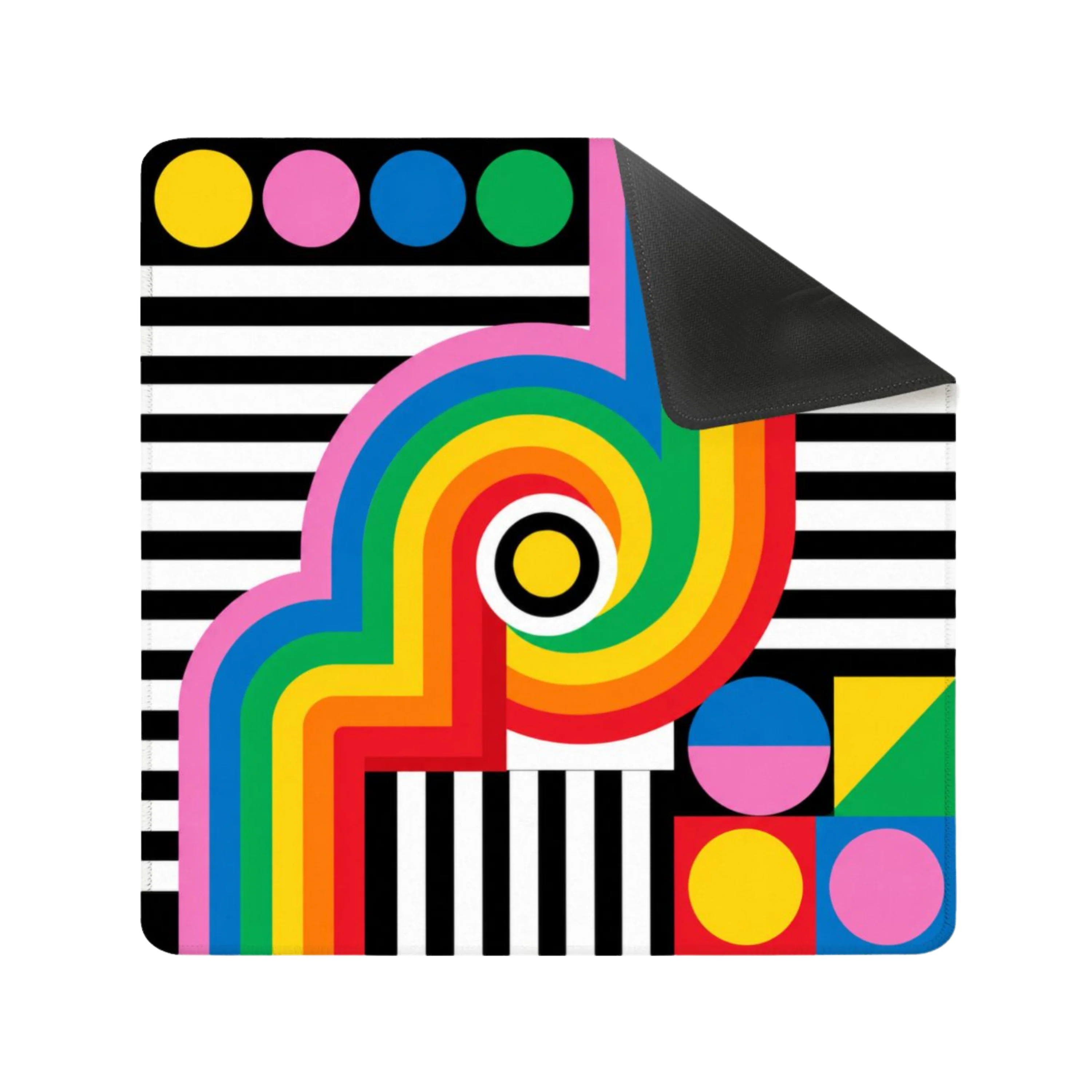 Rainbow Retro Pop Art Square Mahjong Mat (Ship Rolled Up)