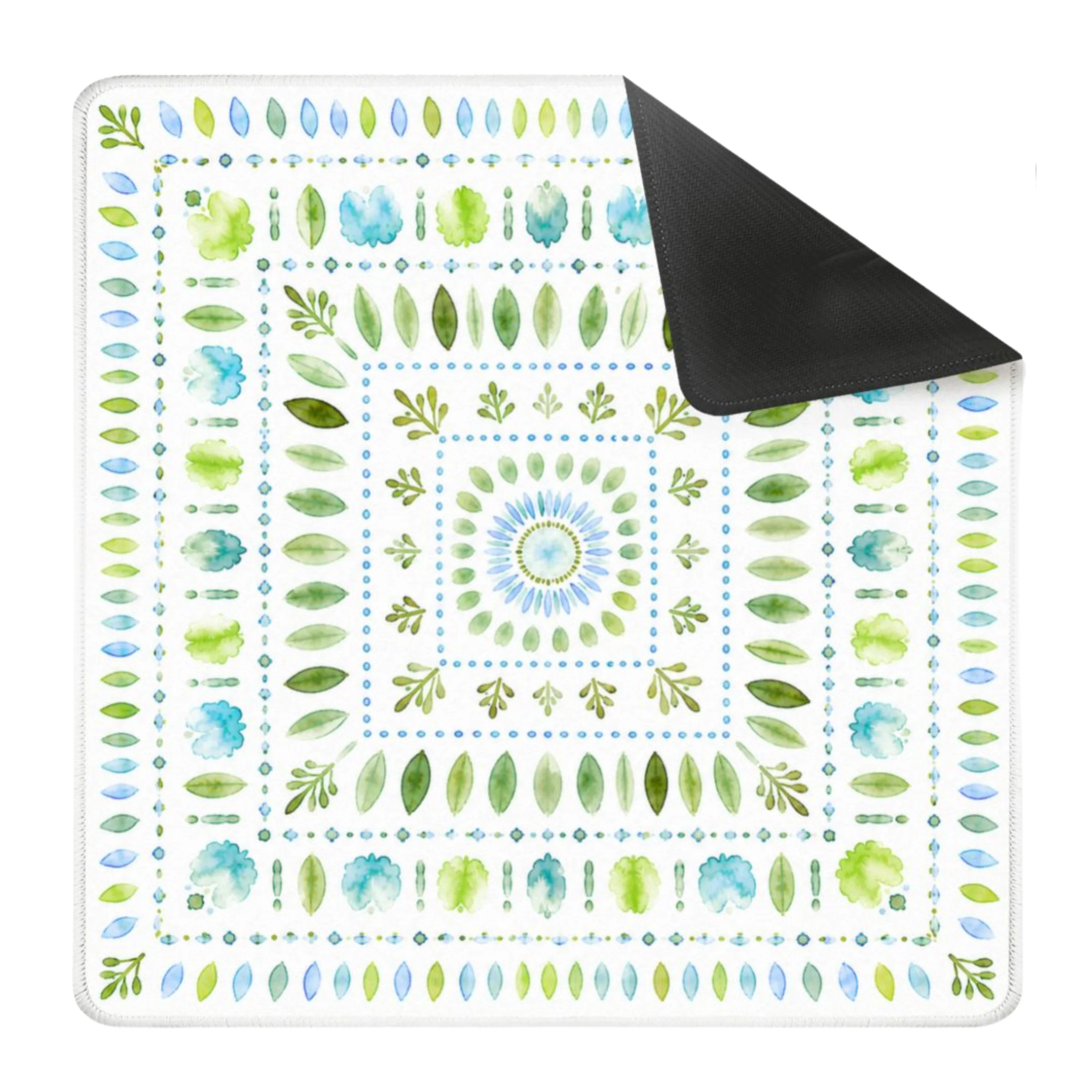 Mahjong Mat 31.5"x31.5" (Ship Rolled up) - Scandinavian Green Leaf Mahjong Mat