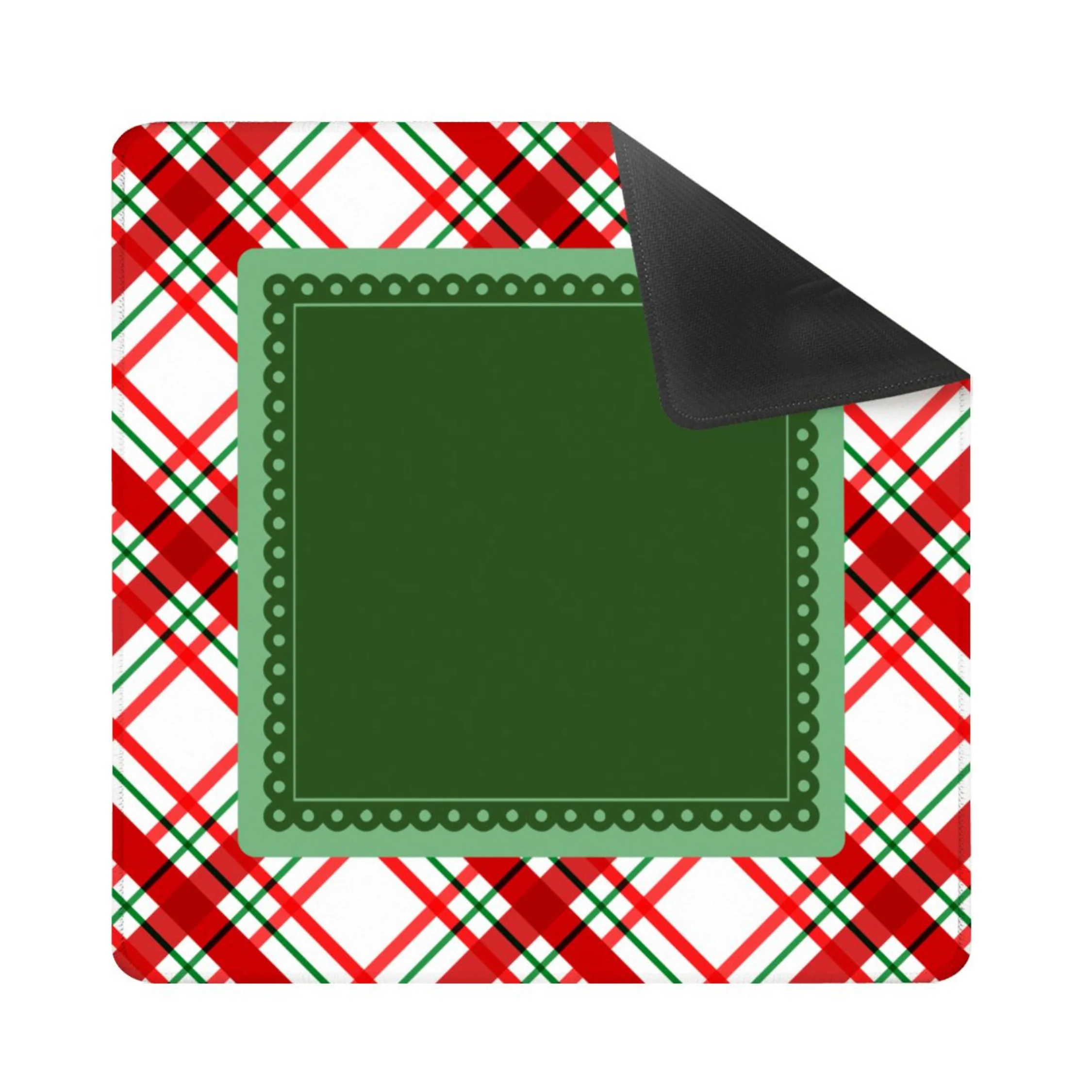 Evergreen Christmas Plaid Mahjong Mat (Ship Rolled up)