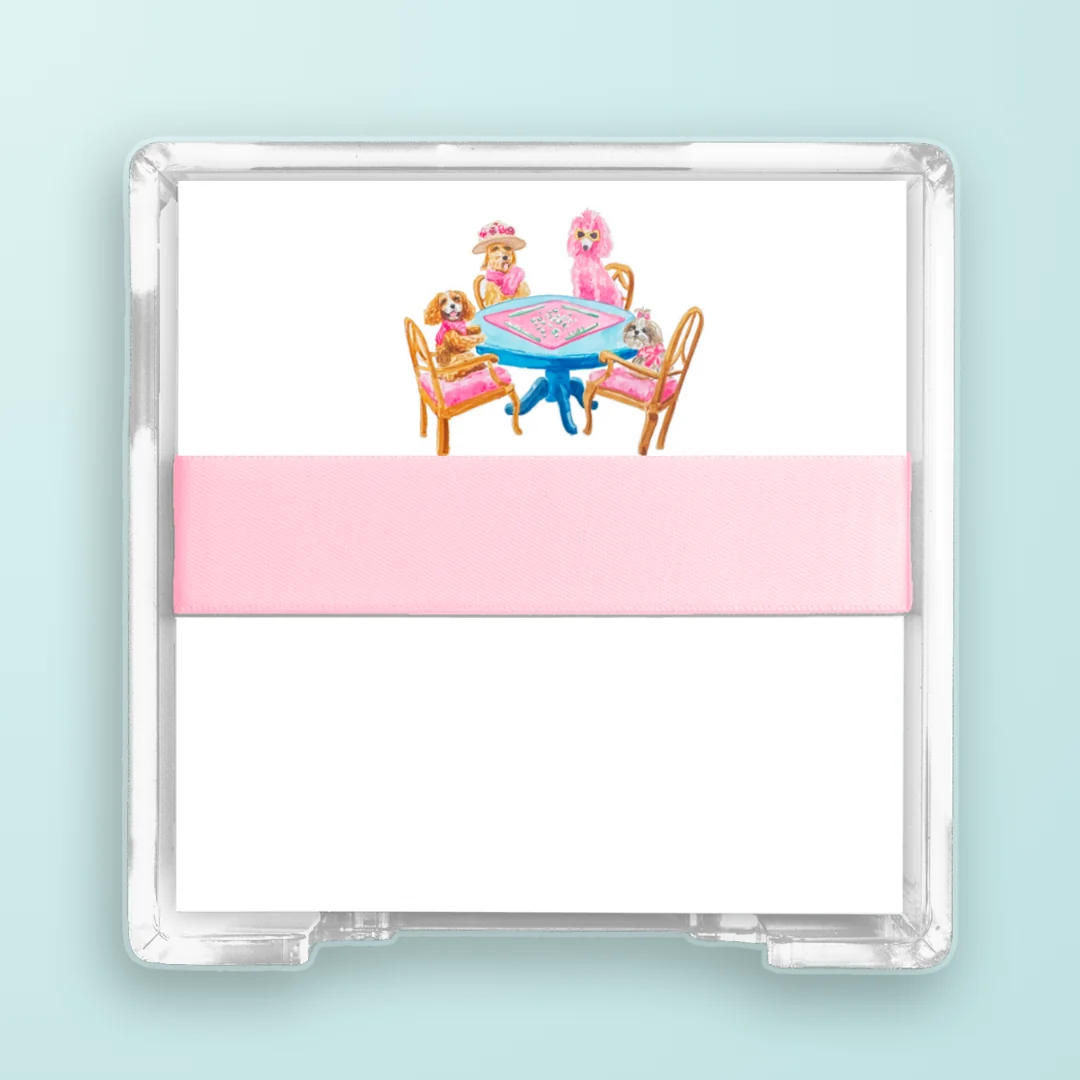 Dogs Playing Mahjong Square Desk Set