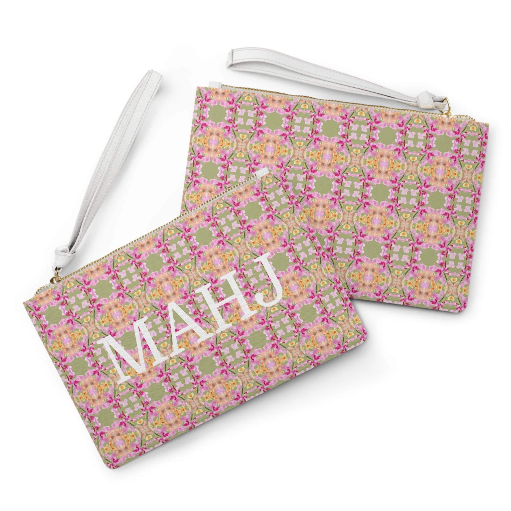 Pink Orchids Mahjong Card Clutch