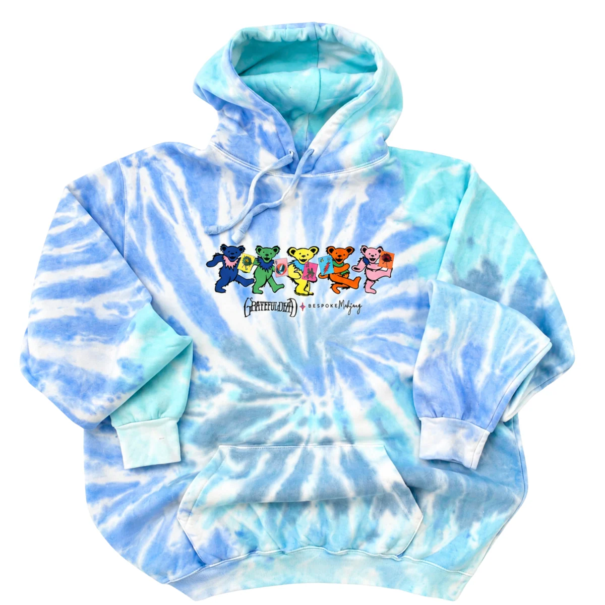 Grateful Dead x Bespoke Mahjong Tie Dye Blue Hoodie UNISEX - LIMITED RELEASE
