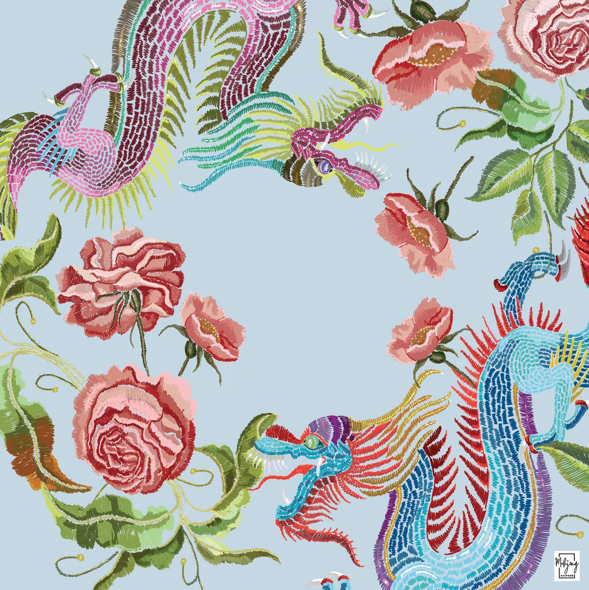 YEAR OF THE DRAGON MAT - PERIWINKLE