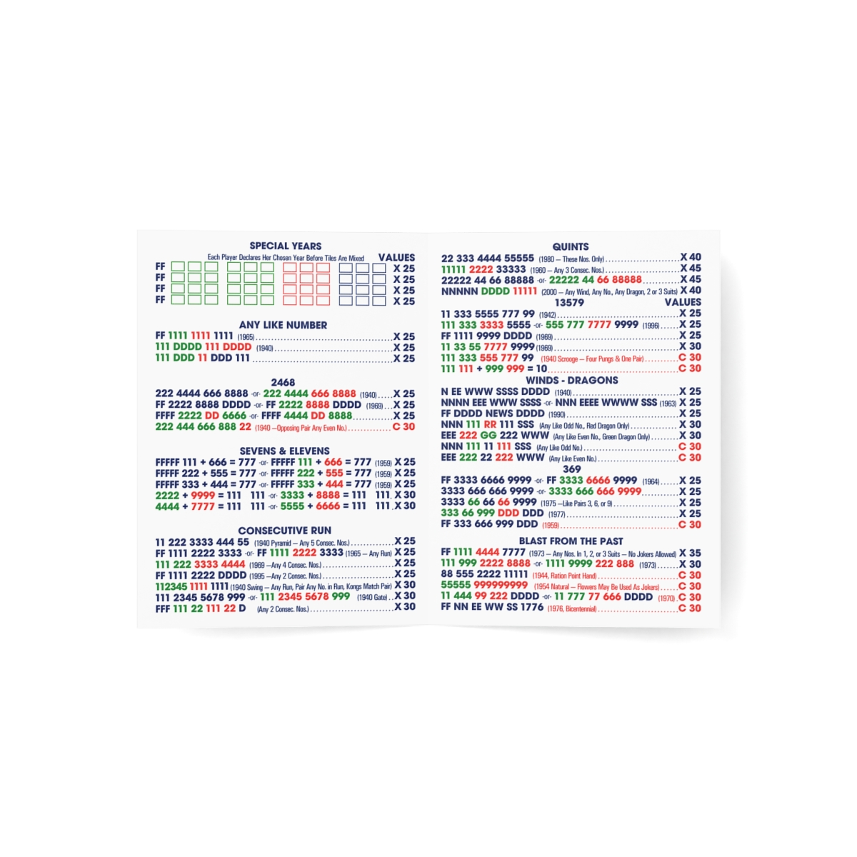 Perennial Mahjong Card