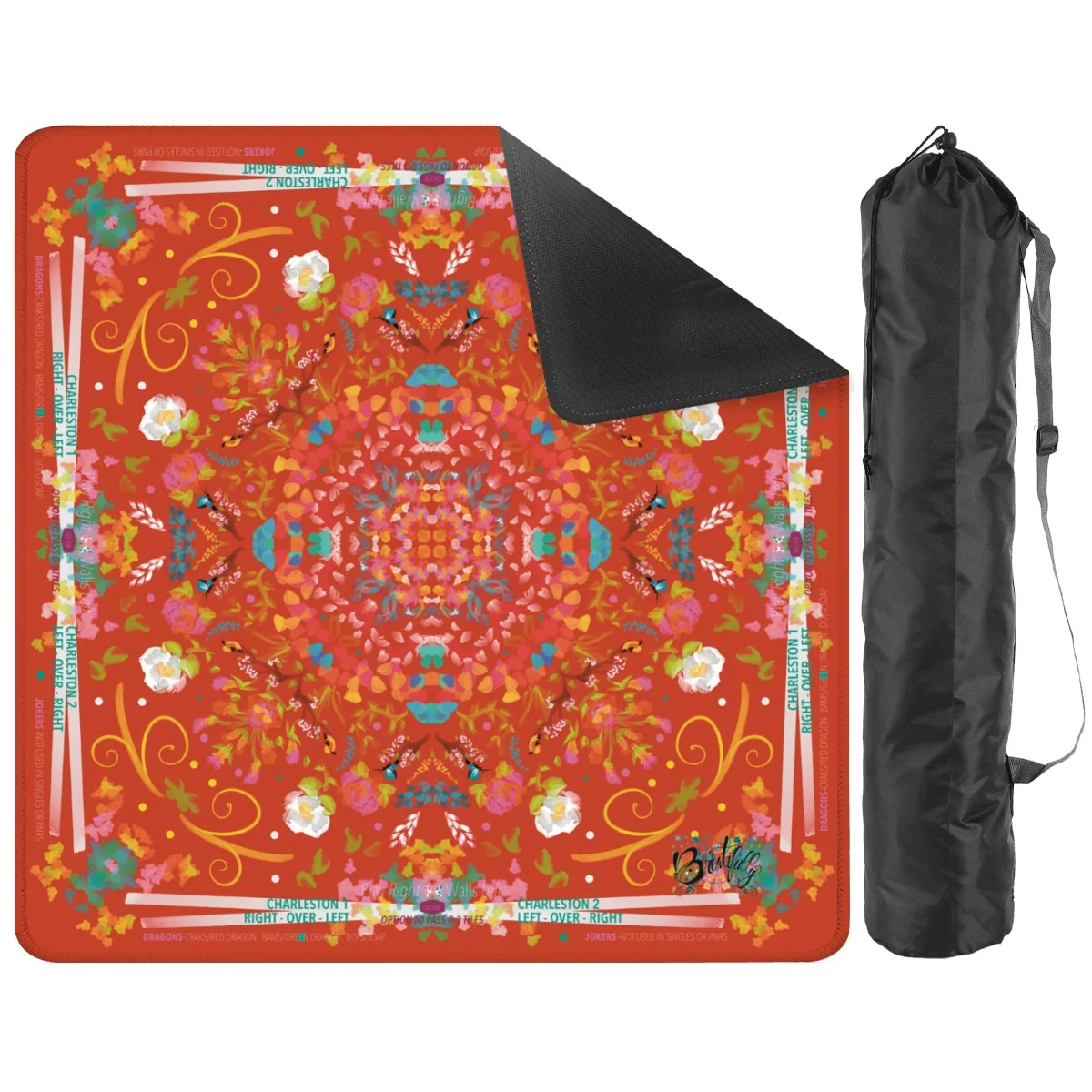 Mahjong Mat (Made in USA) Spring on Red w instructions