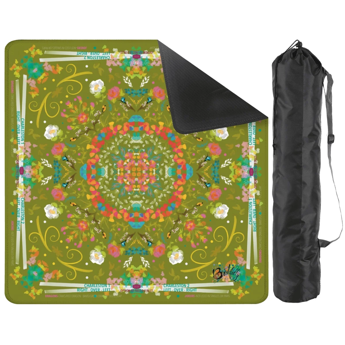Mahjong Mat (Made in USA) Spring on Green w instructions