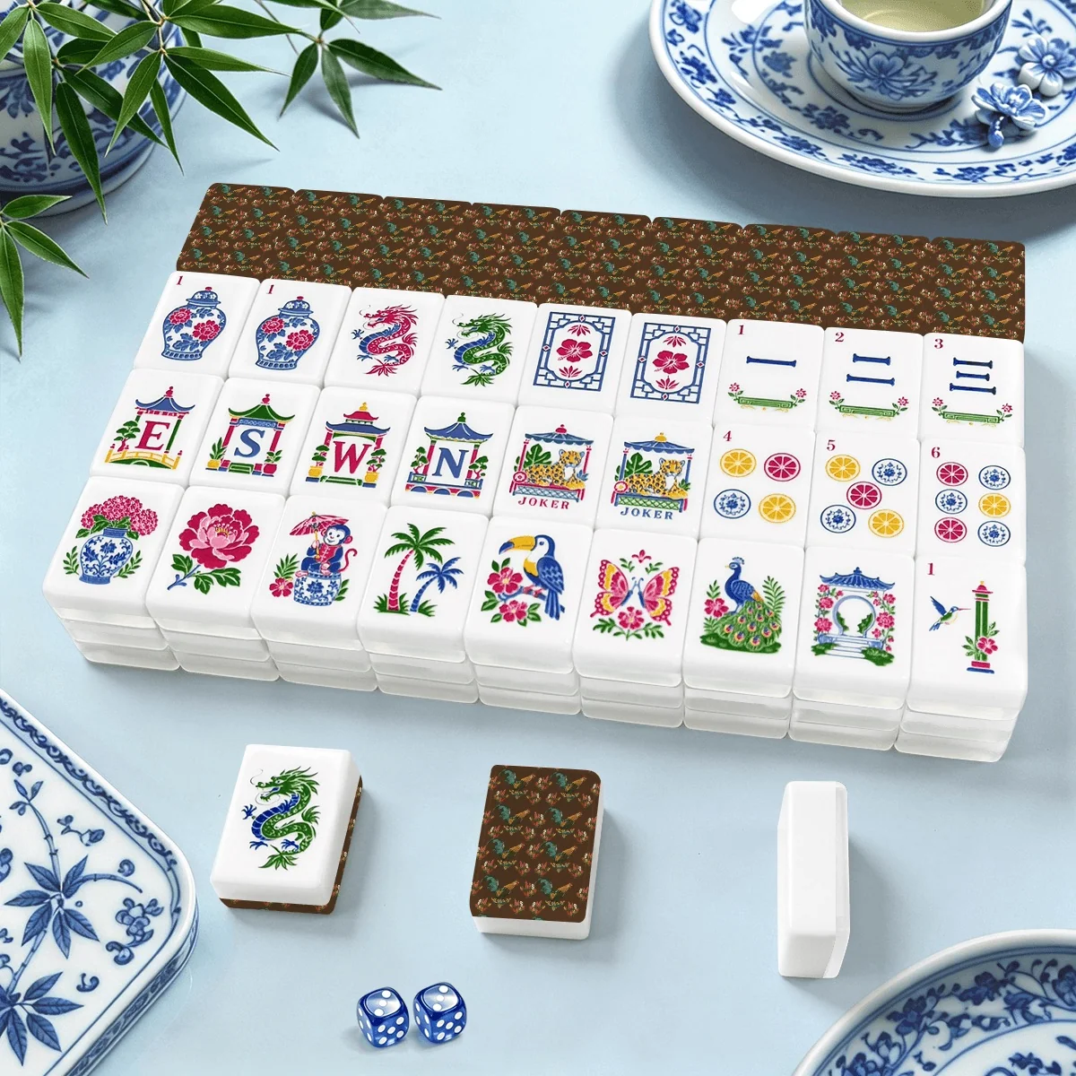 American Mahjong Tiles (Traditional Porcelain Style) Rise and Shine-Resort faces-Multiple colorways