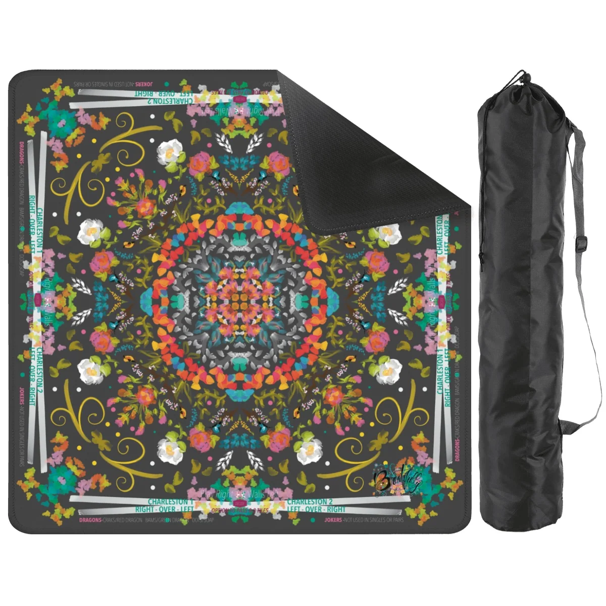 Mahjong Mat (Made in USA) Spring on Gray w instructions