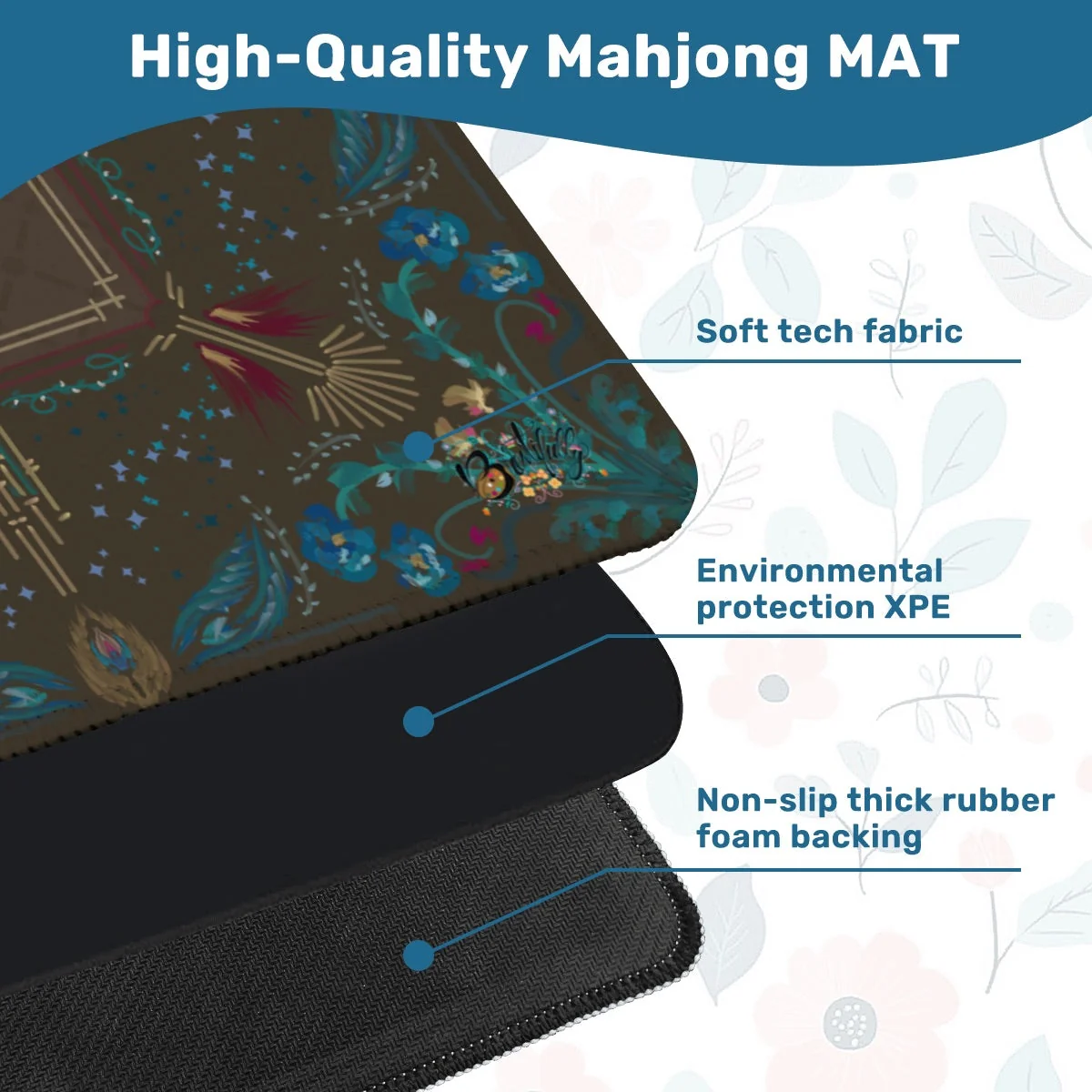 Mahjong Mats- Rubber-backed mini travel size 20.9”-22”