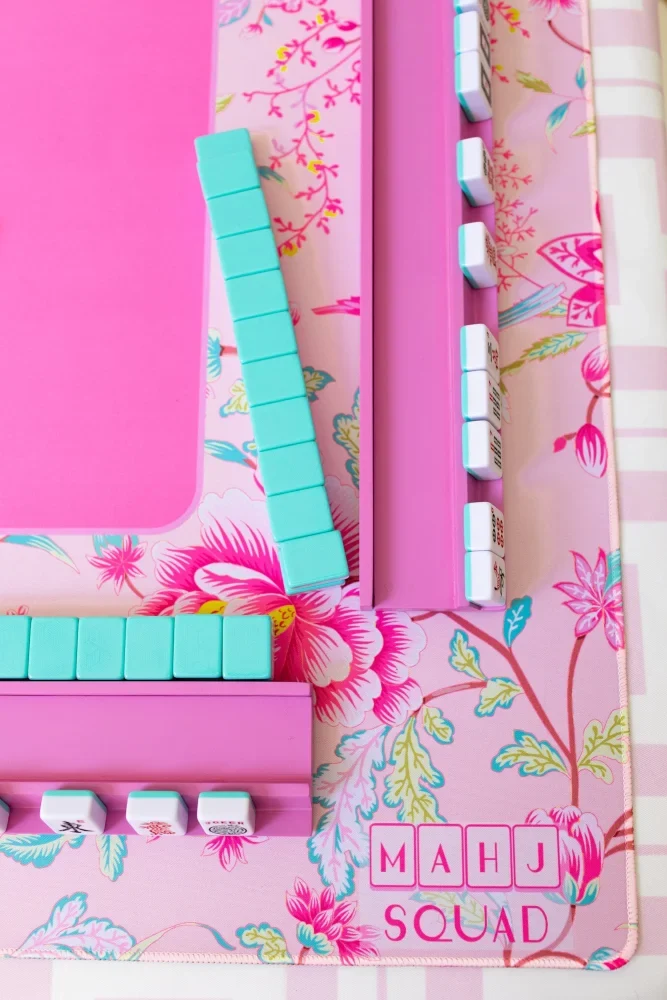 Pink Floral Chinoiserie Mahjong Mat