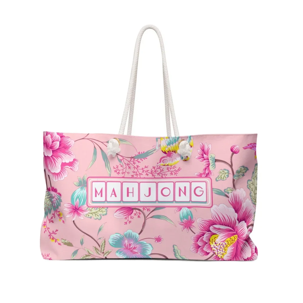 Pink Floral Chinoiserie Mahjong Tote