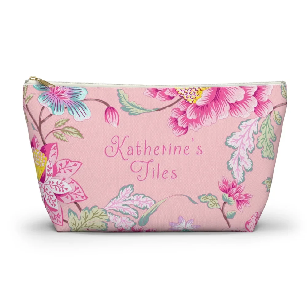 Pink Floral Chinoiserie Mahjong Tile Bag