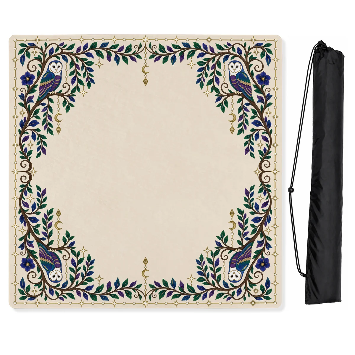 Celestial Pearl Collection - Owl Print Mahjong Mat for Table - Shipped Rolled