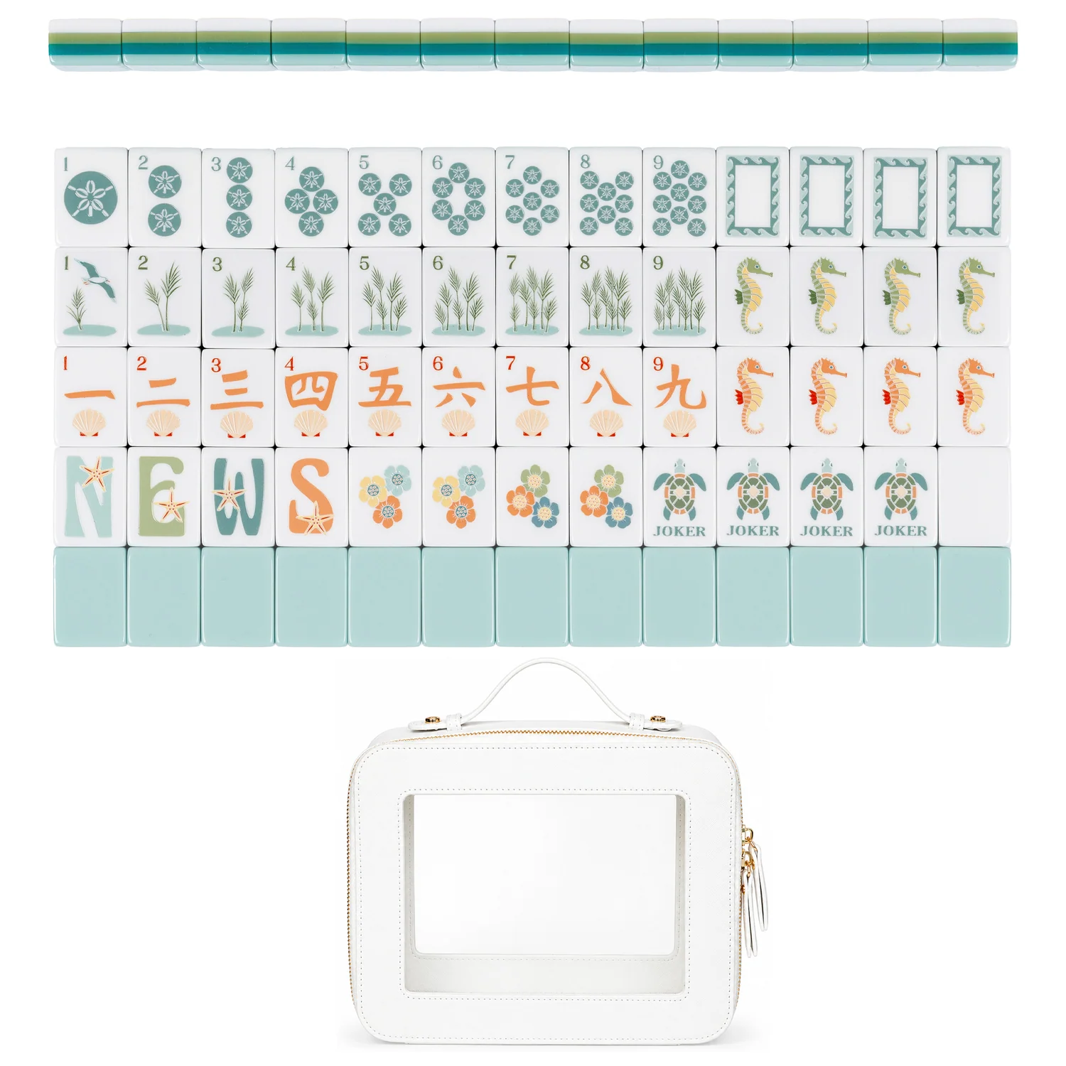 Aqua Blue Coastal Paradise Collection American Mahjong Tile Set (160pc)