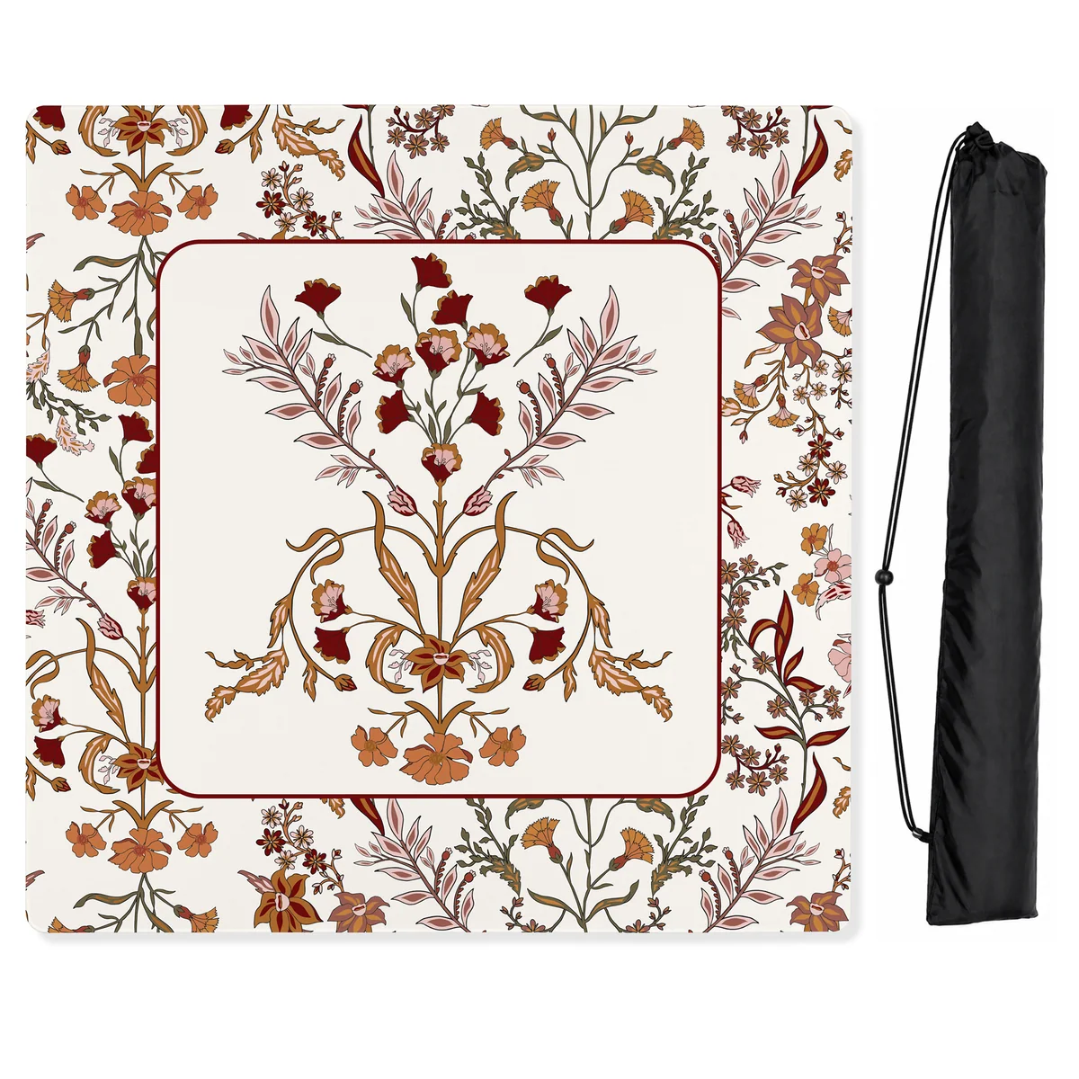 Boho Floral Wildflower Rust Orange and Ivory Collection Mahjong Mat for Table - Shipped Rolled