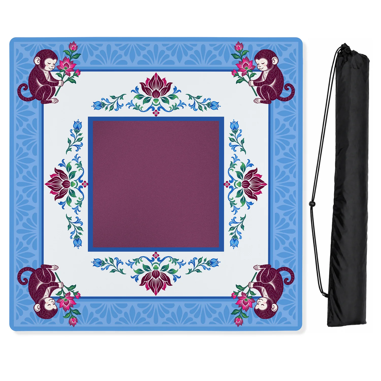 Blue Monkey Collection Mahjong Mat for Table - Shipped Rolled