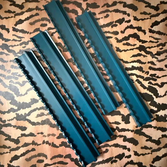 Marine Blue Beechwood Mahjong Racks with 4 Magnetic SCALLOPED Pushers, set of 4 and Custom Storage Bag