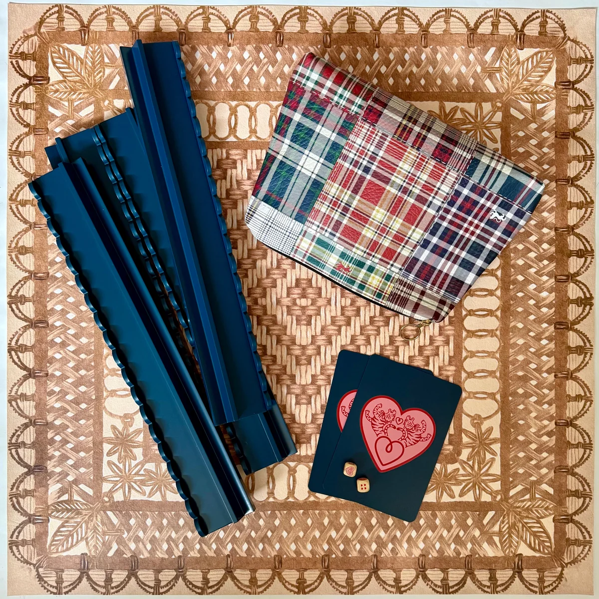 Mahjong Mat, Caned Trompe L'oeil NATURAL