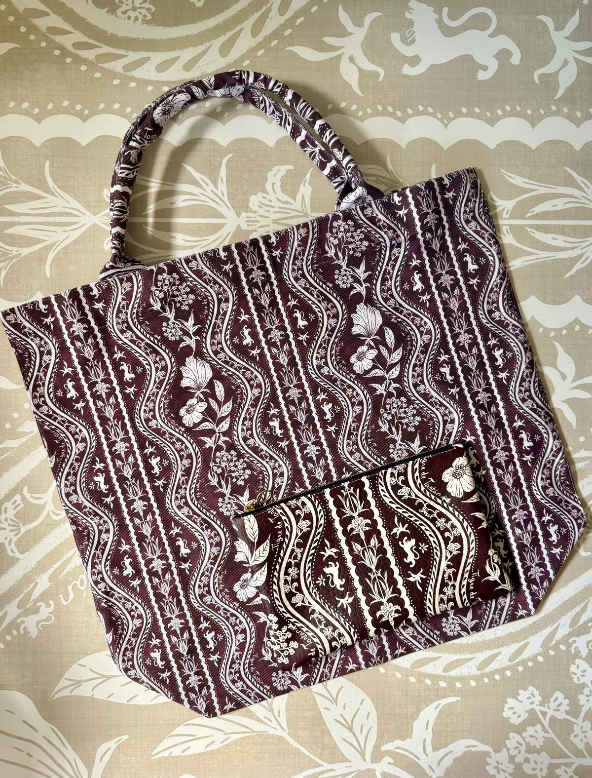 Jumbo Slouchy Denim Tote, DOMINO OXBLOOD