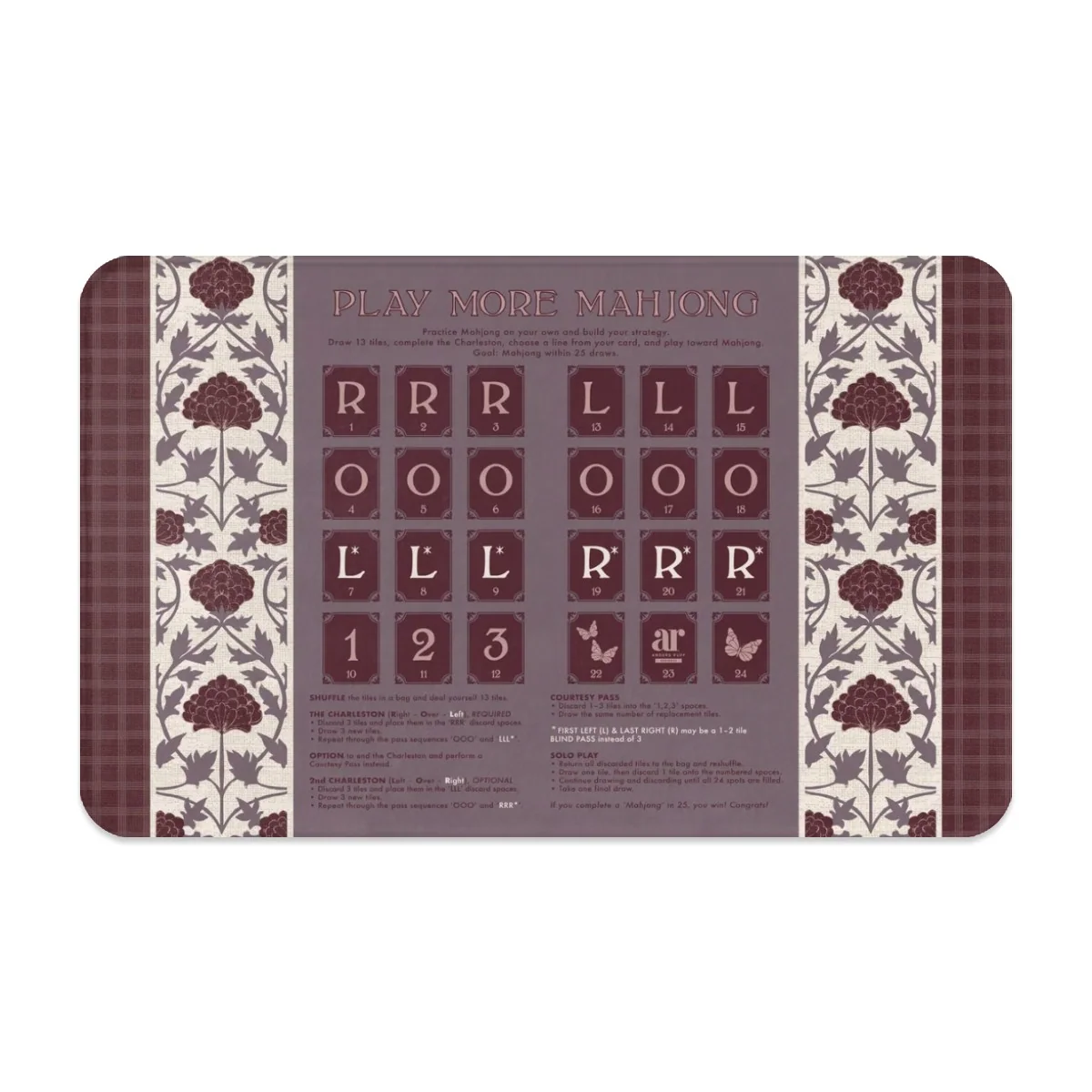 Burgundy Grove Solo Play Mahjong Mat