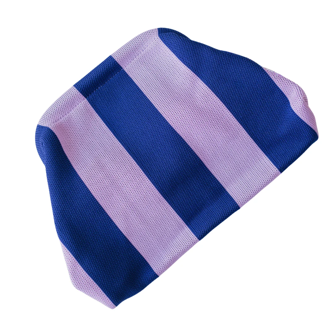 Striped Tile Bag- navy and lavender