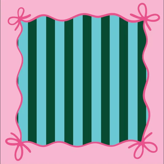 Mahjong Bow Mat- Green and Pink