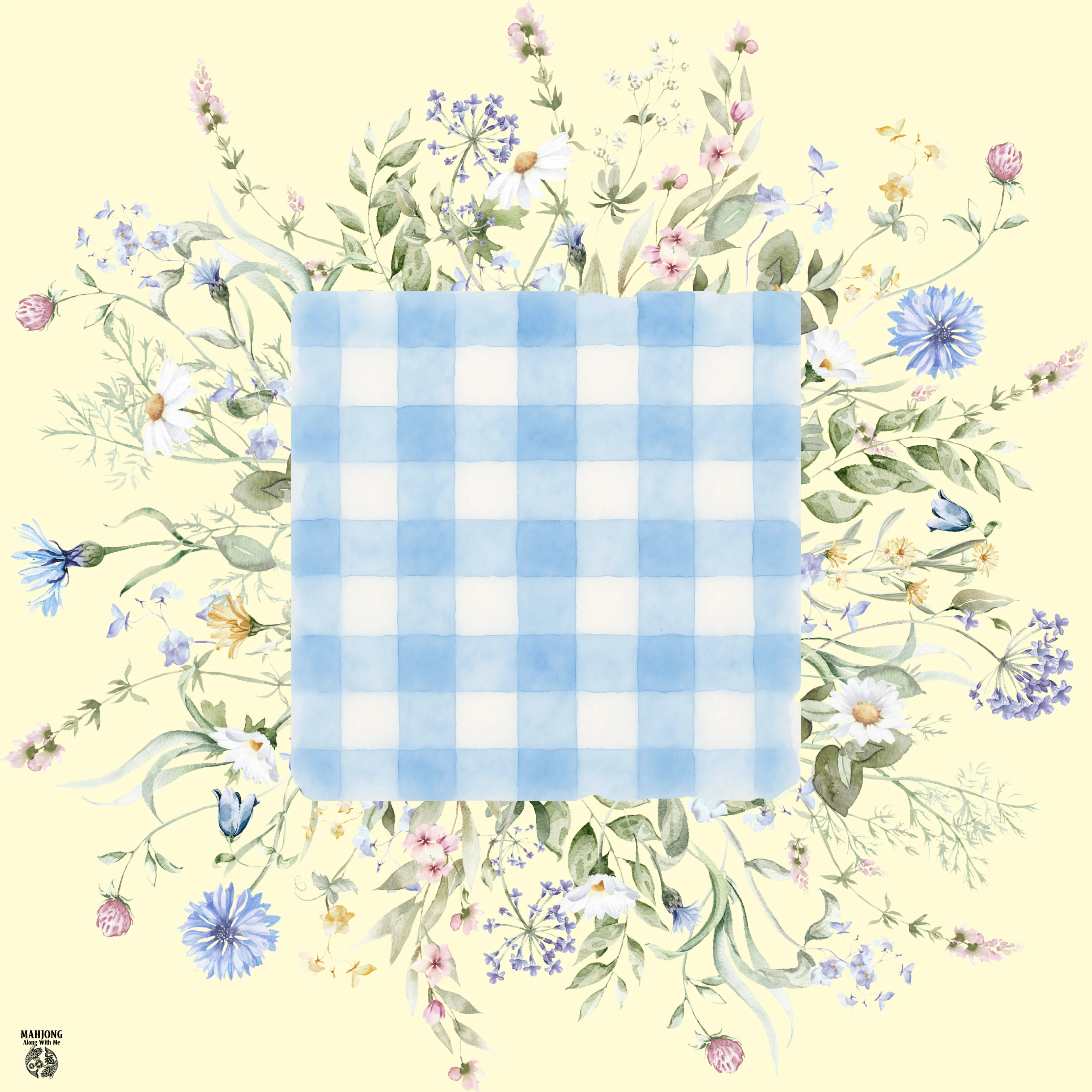 Blue Gingham Wildflowers IN STOCK