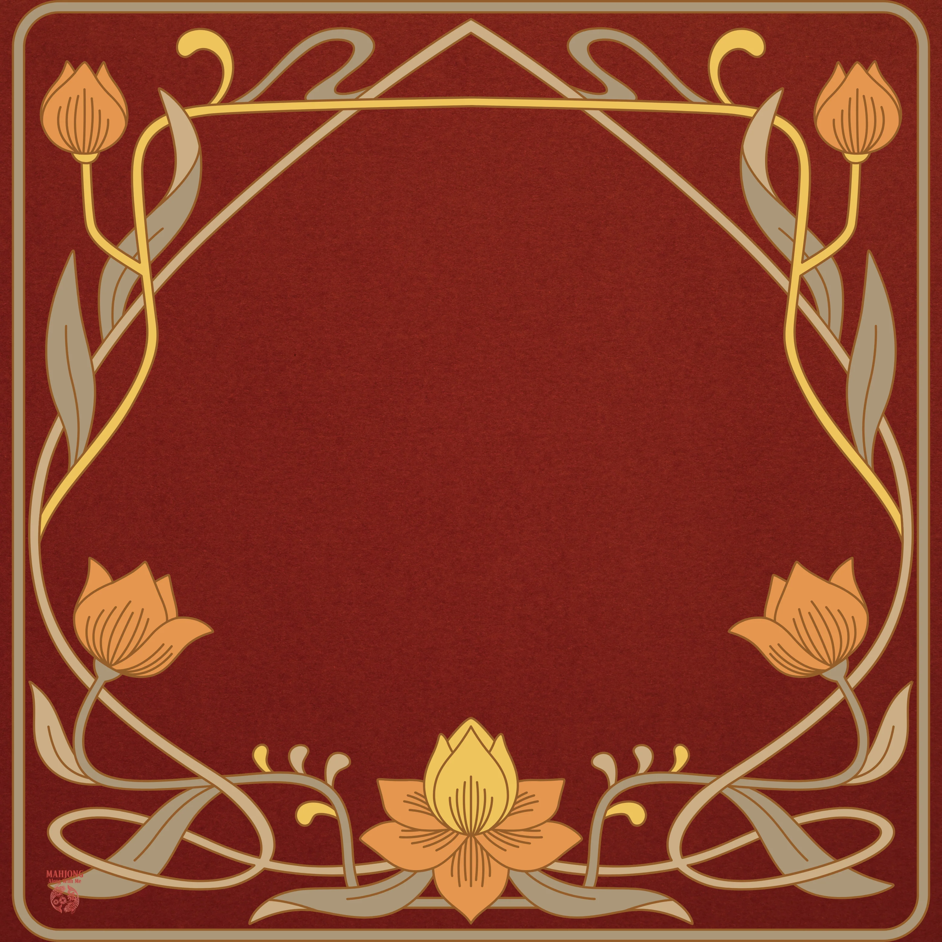 Art Nouveau Parisian Mahjong in Rust IN STOCK