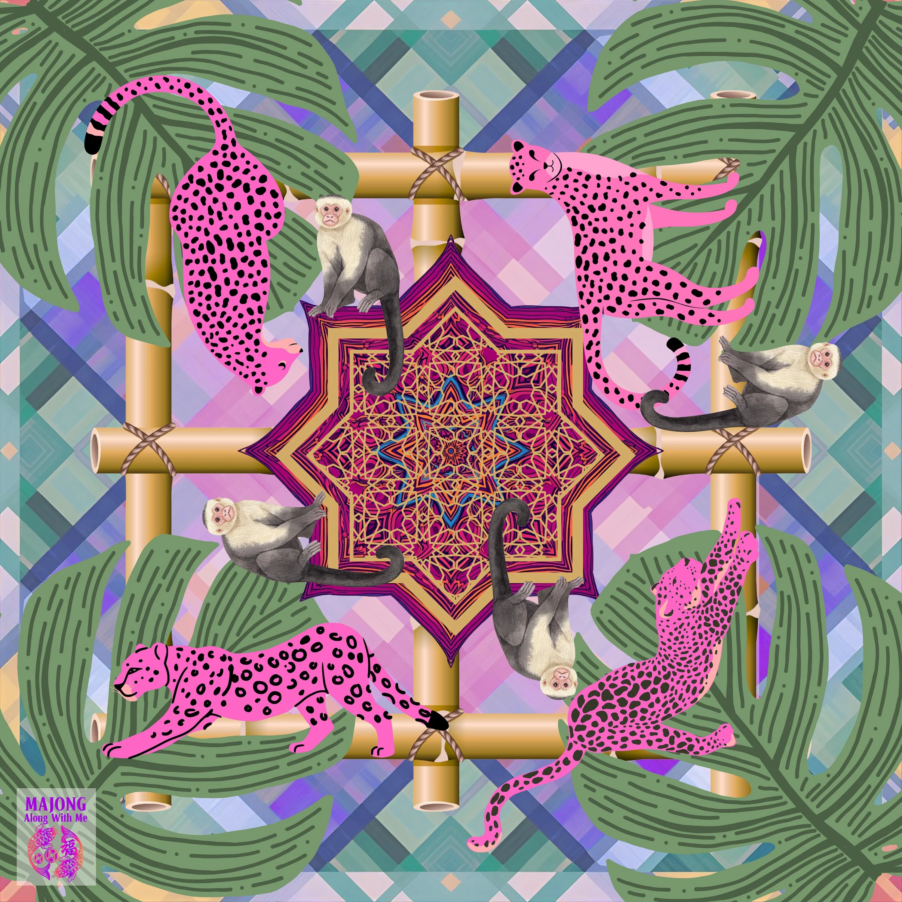 Preppy Pink Cheetah Mahjong Mat IN STOCK