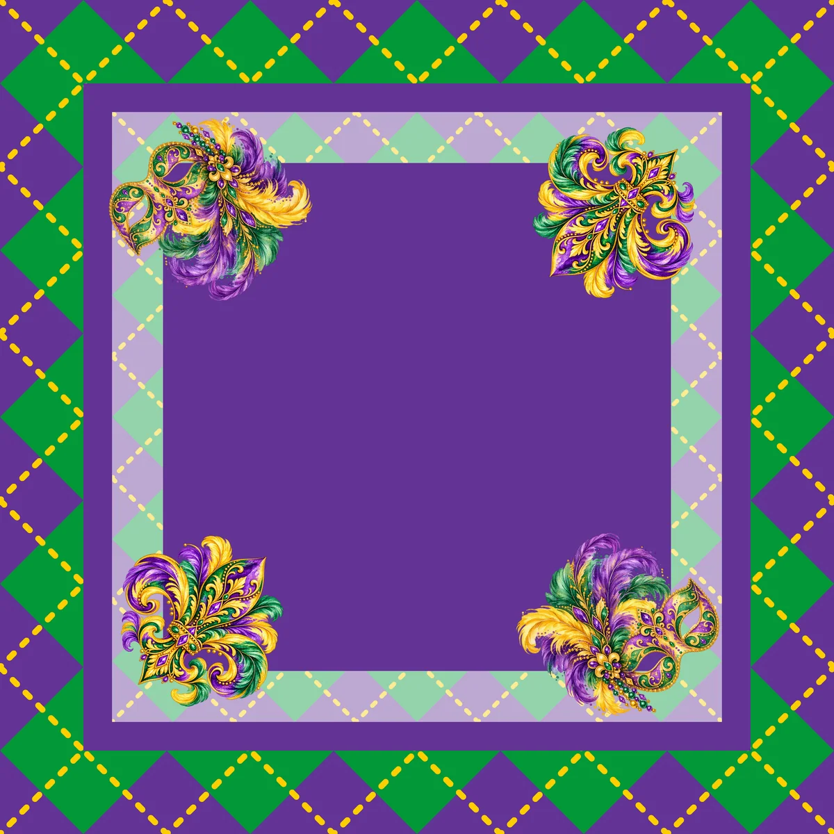 Mardi Gras Argyle Mahjong Mat