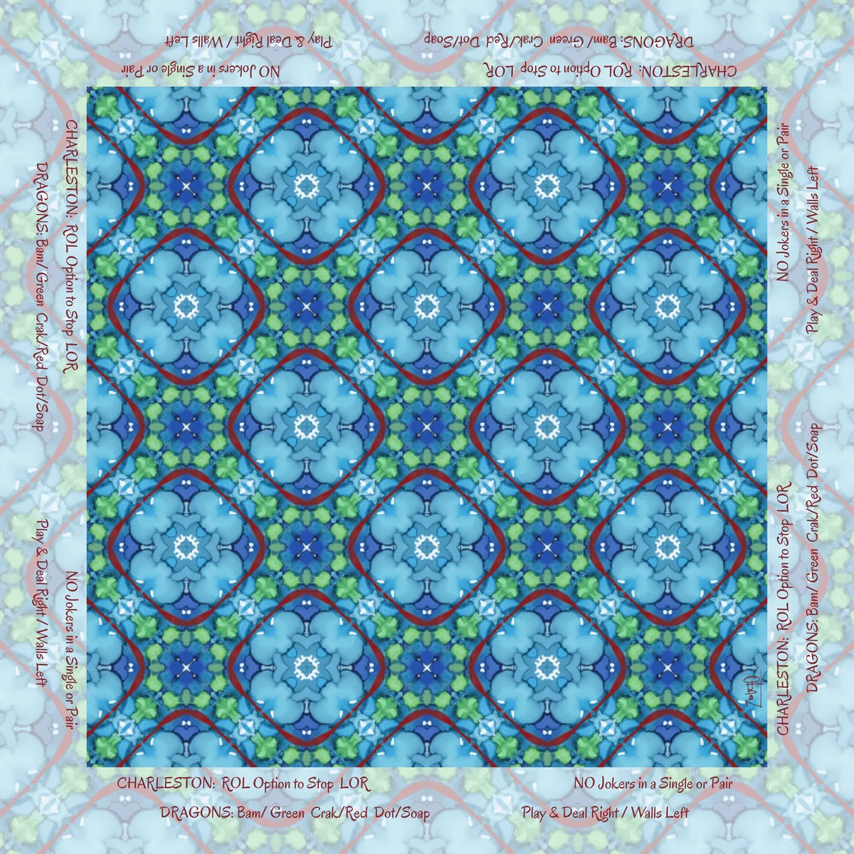 Ocean Jewel with Instructions OHBoN Studios Artist Mahjong Mat