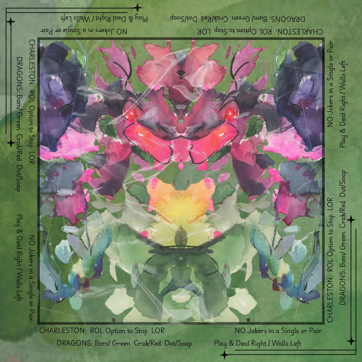 Garden Rorschach with Instructions OHBoN Studios Artist Mahjong Mat