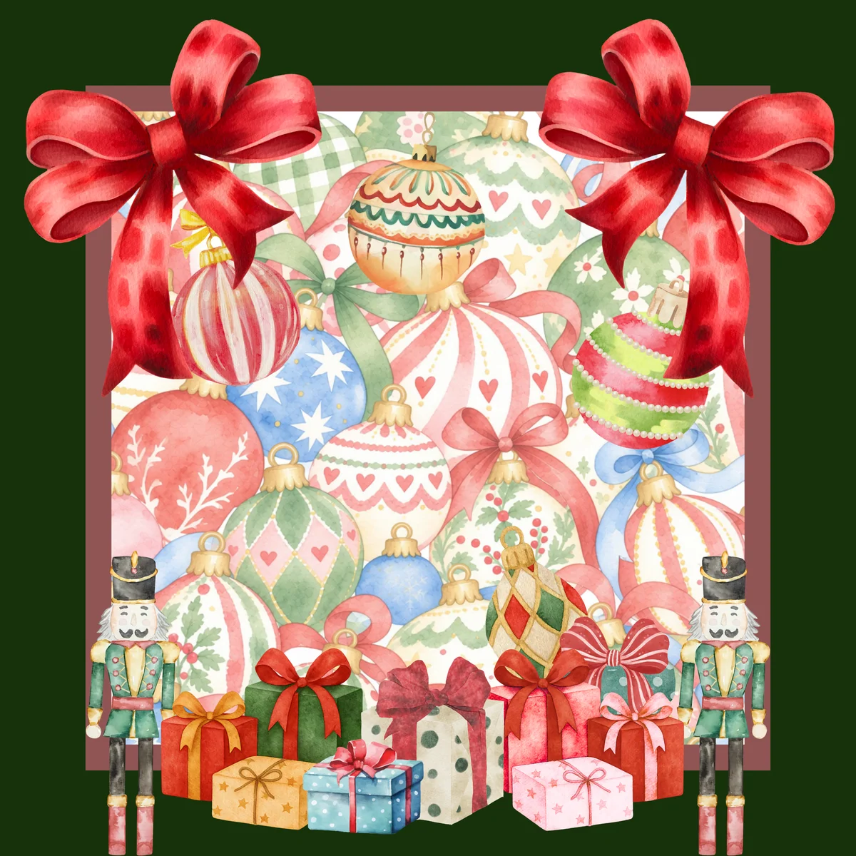 Bow & Baubles Christmas Mahjong Mat
