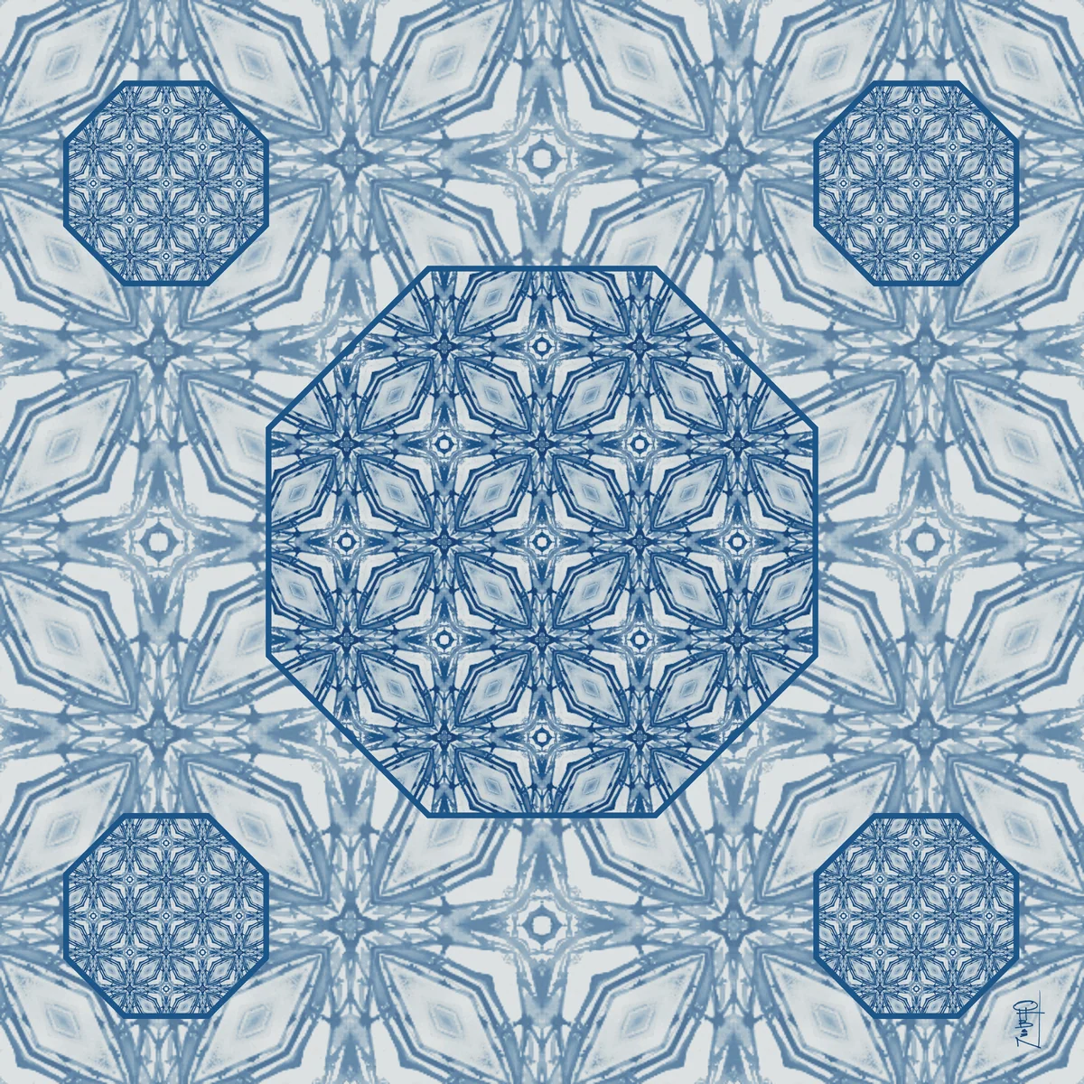 Blue Octagon OHBoN Studios Artist Mahjong Mat